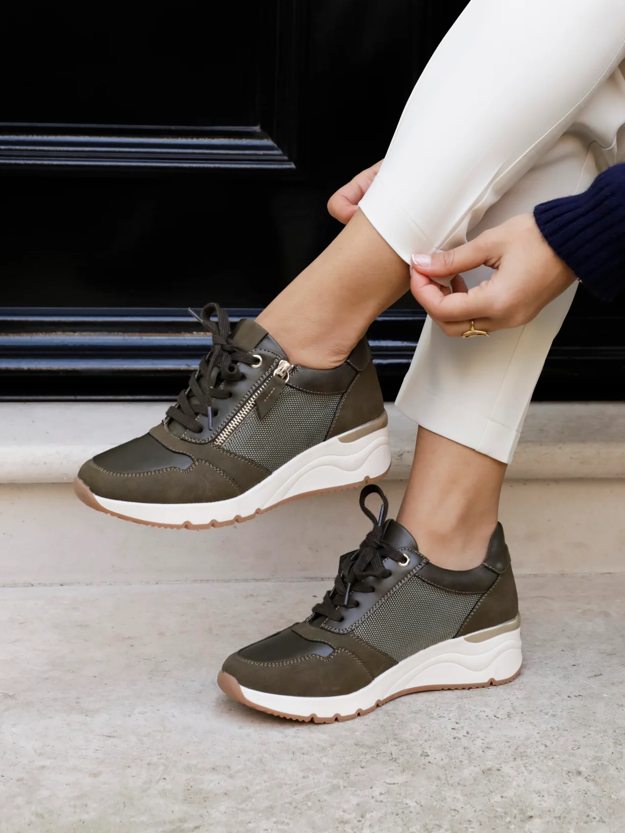 Luca Khaki Wedge Trainers - Image 7