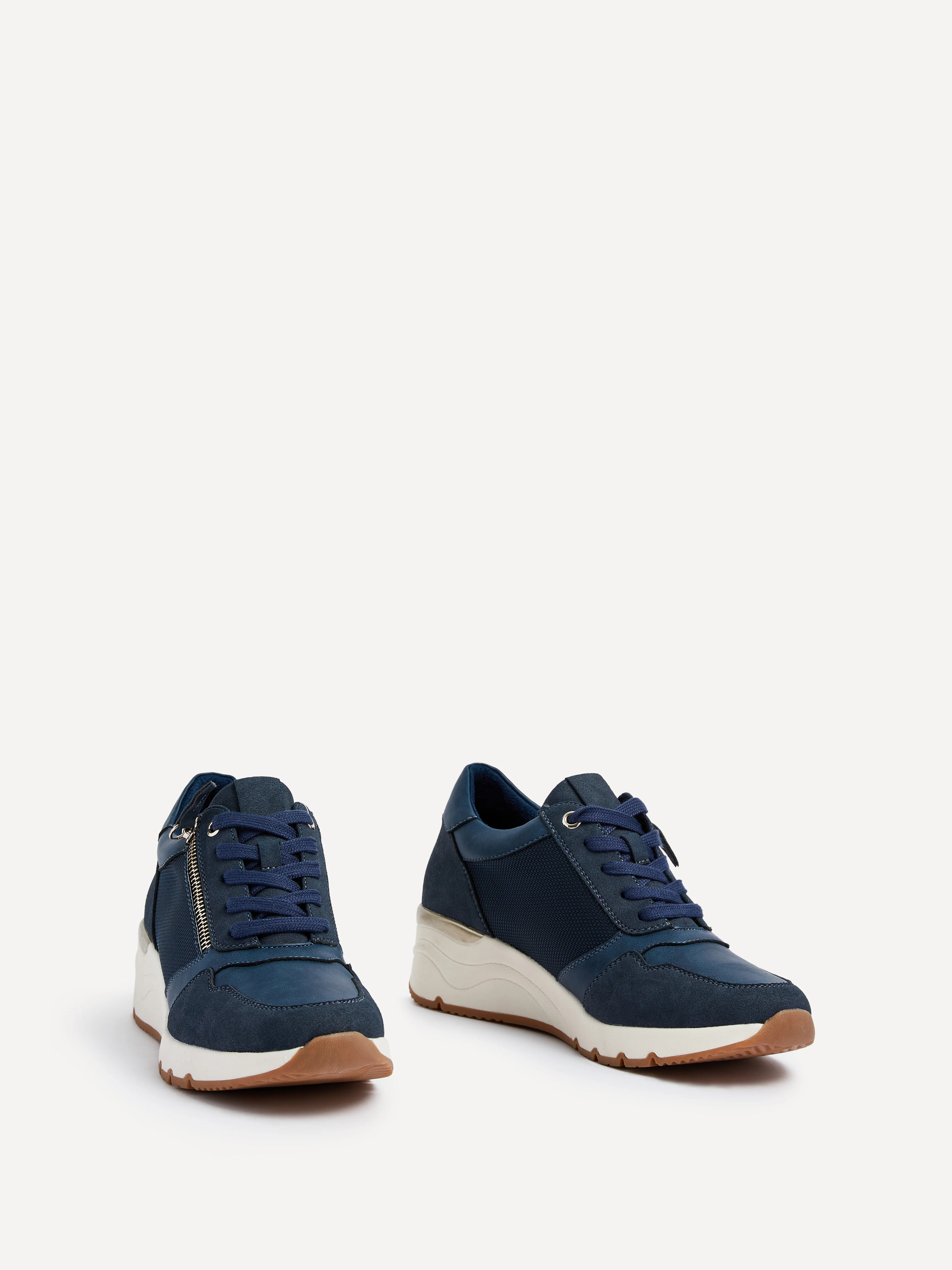 Luca Navy Wedge Trainers - Image 3
