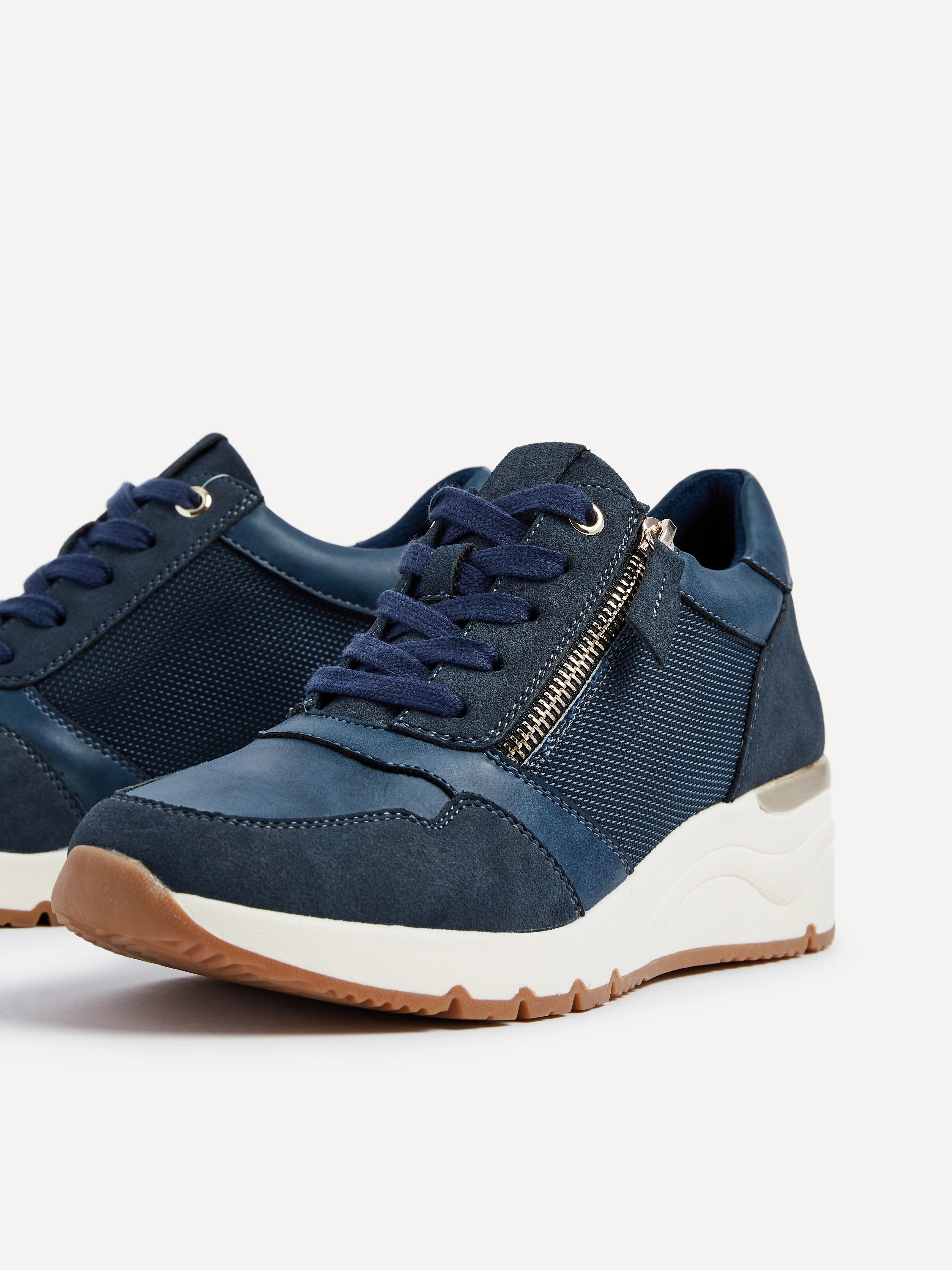 Luca Navy Wedge Trainers - Image 4