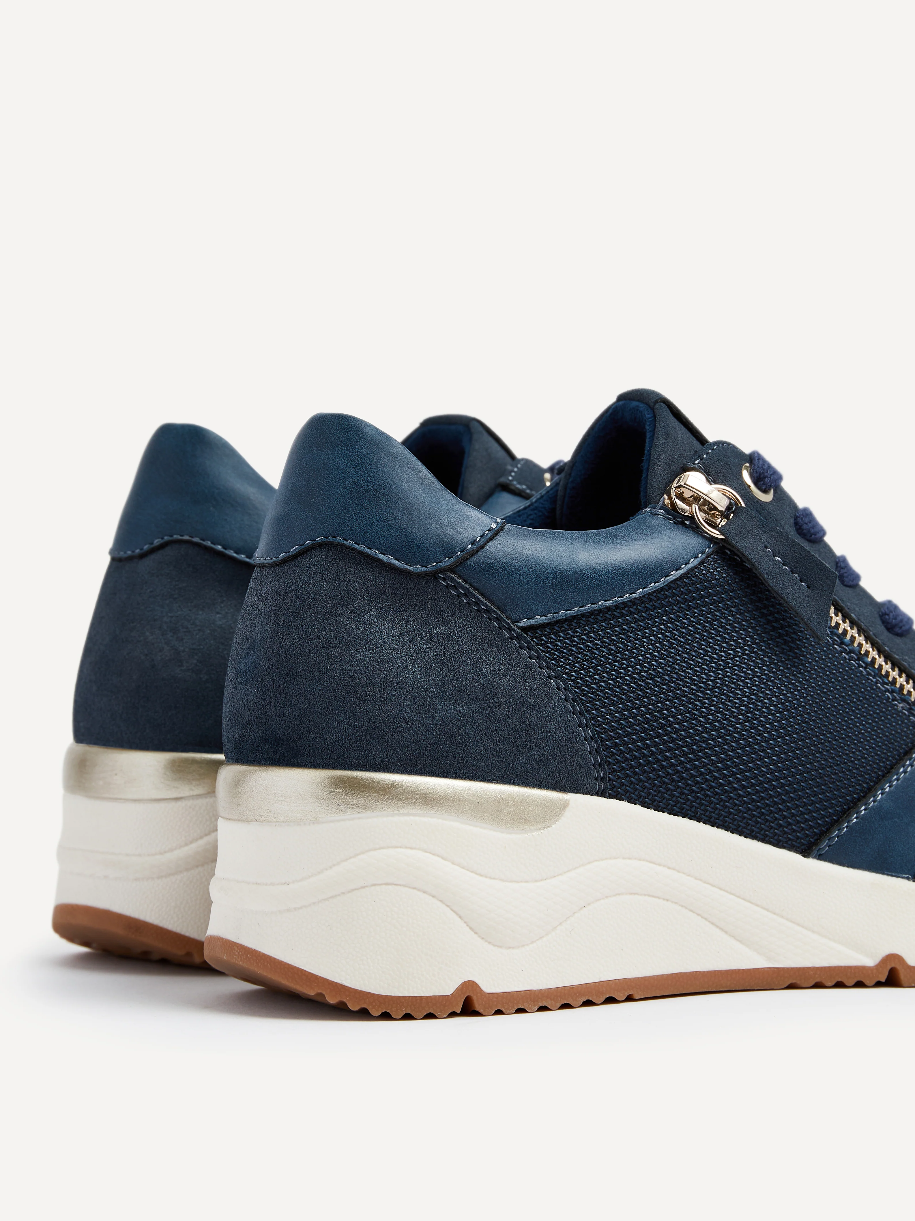Luca Navy Wedge Trainers - Image 5