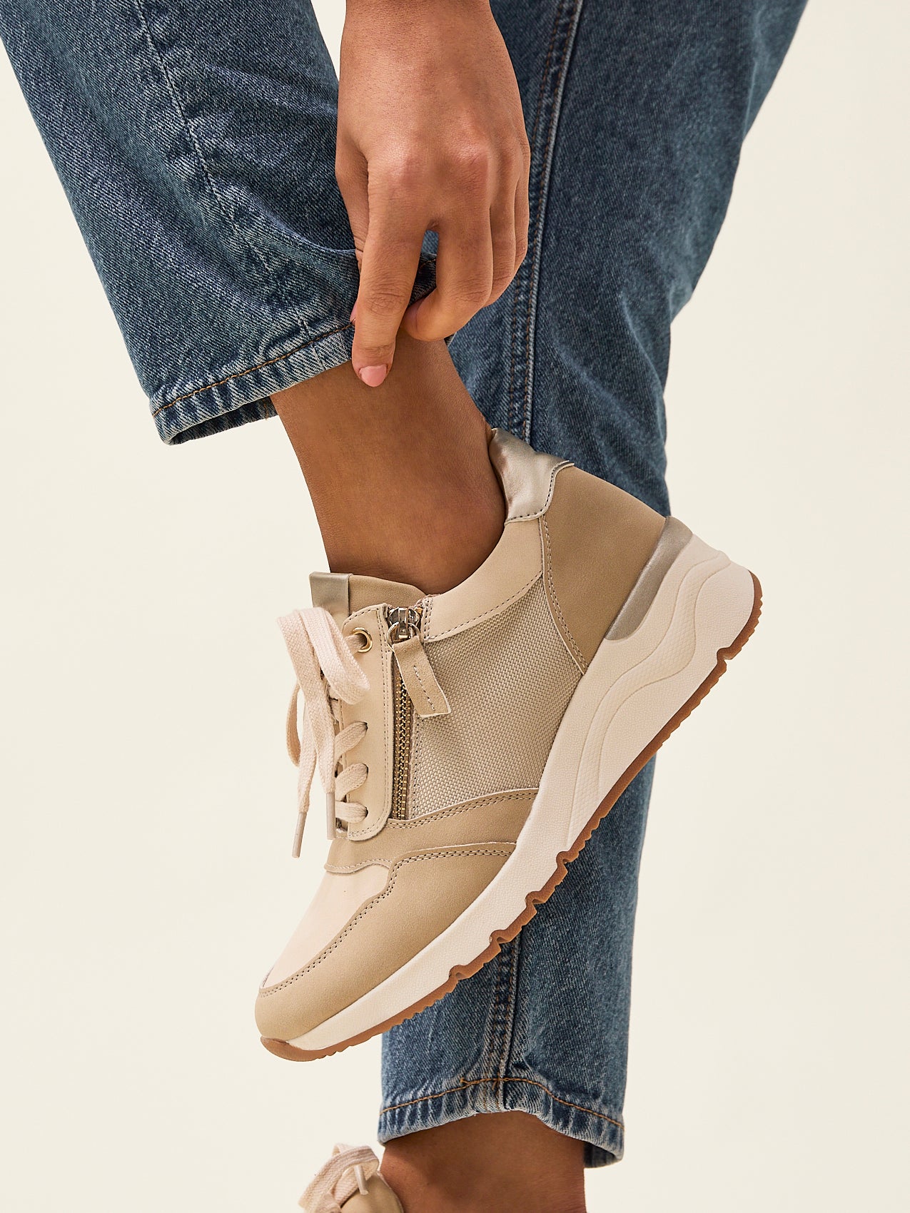Luca Nude Wedge Trainers - Image 6