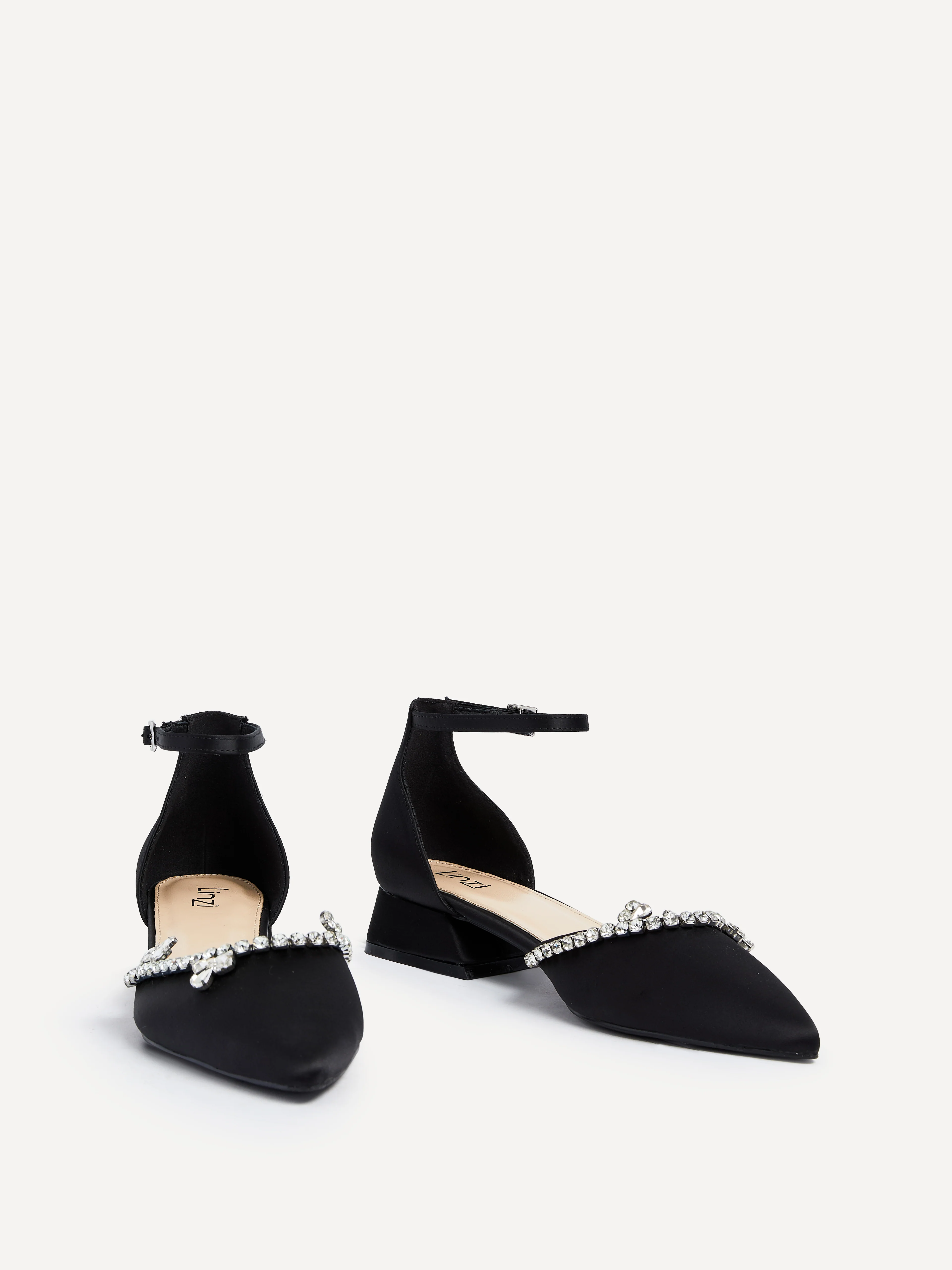 Lucia Black Satin Low Court Heel - Image 2