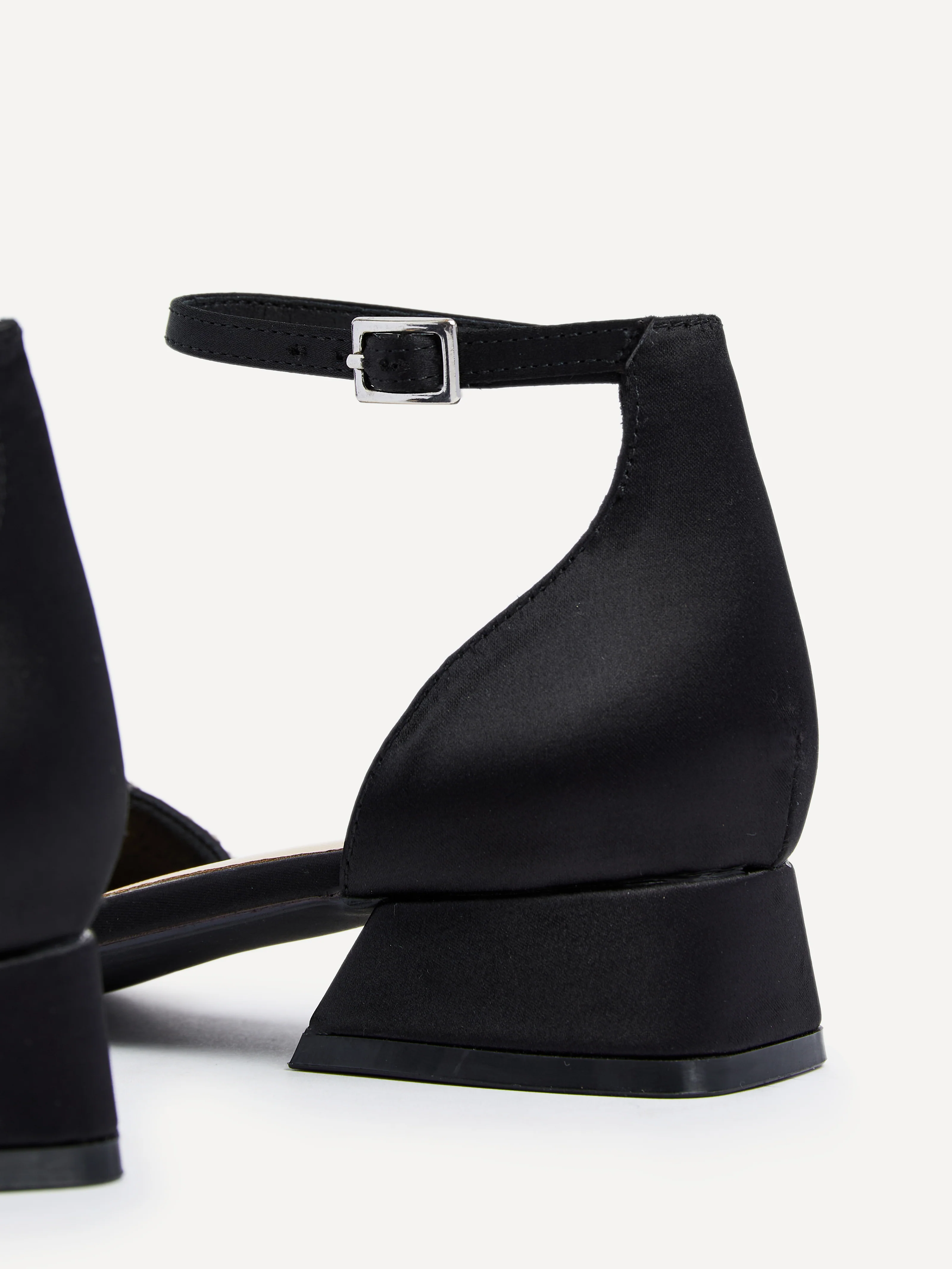 Lucia Black Satin Low Court Heel - Image 4