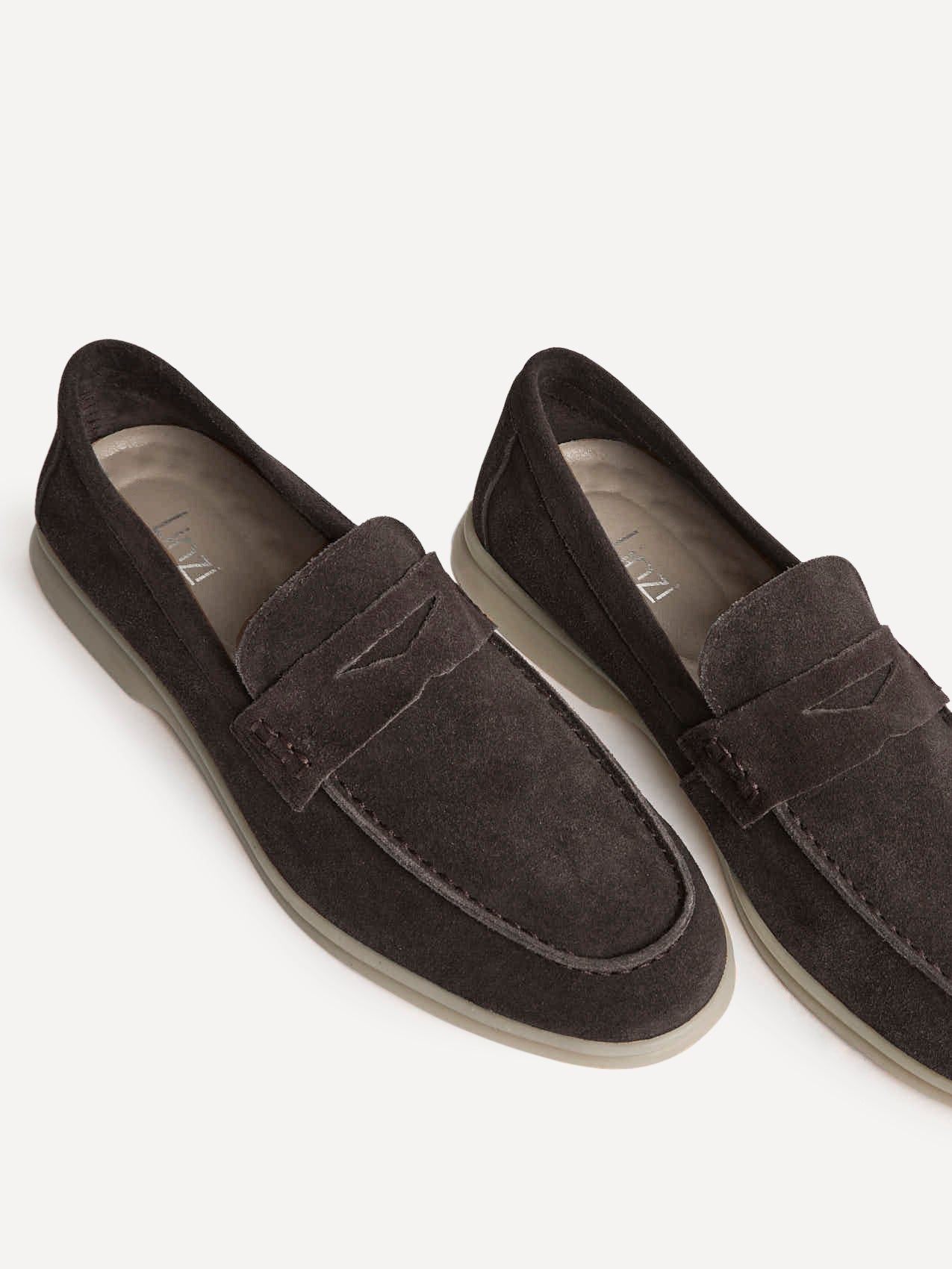 Luciano Mens Brown Suede Leather Penny Loafers - Image 5