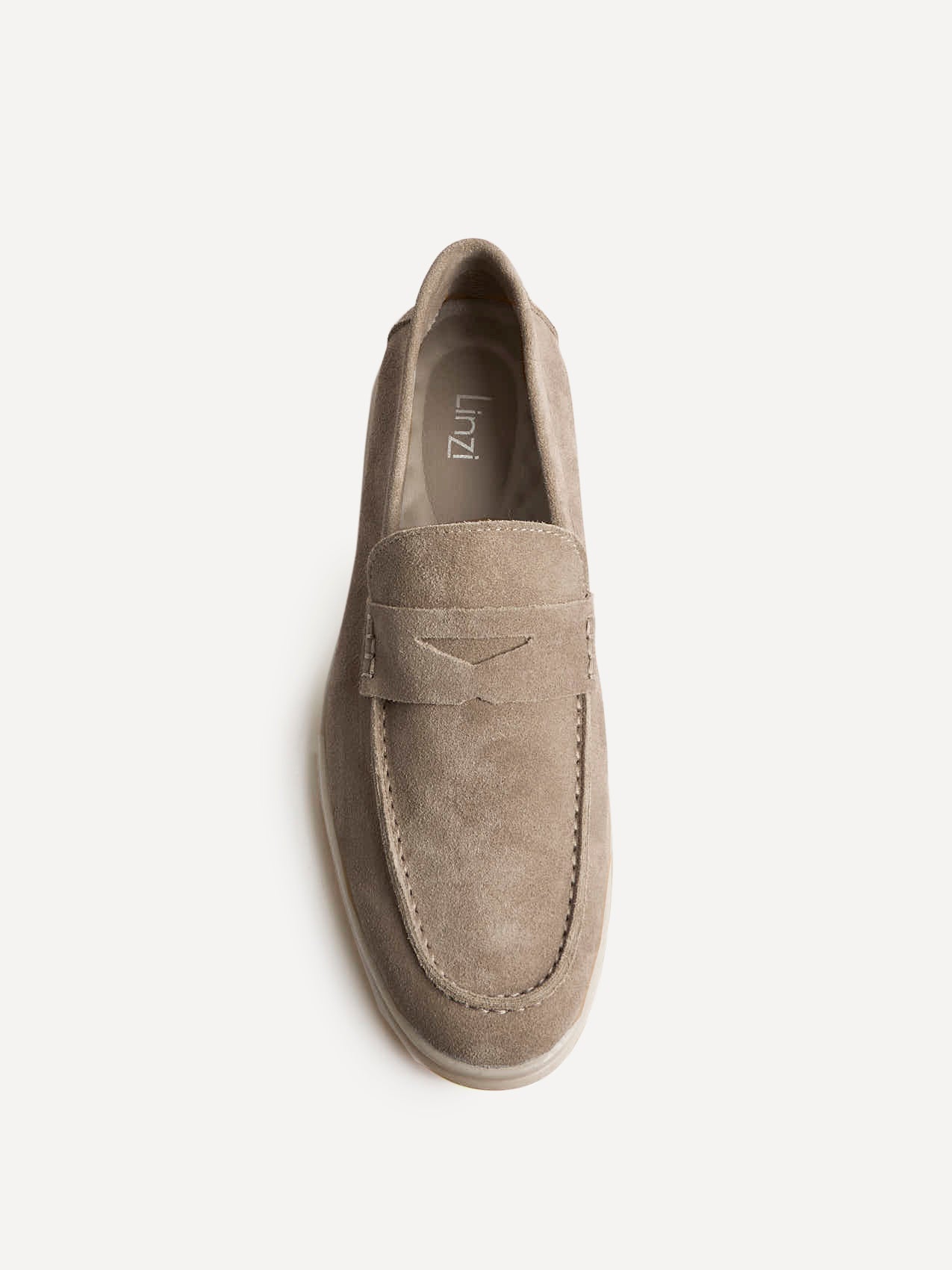 Luciano Mens Taupe Suede Leather Penny Loafers - Image 4