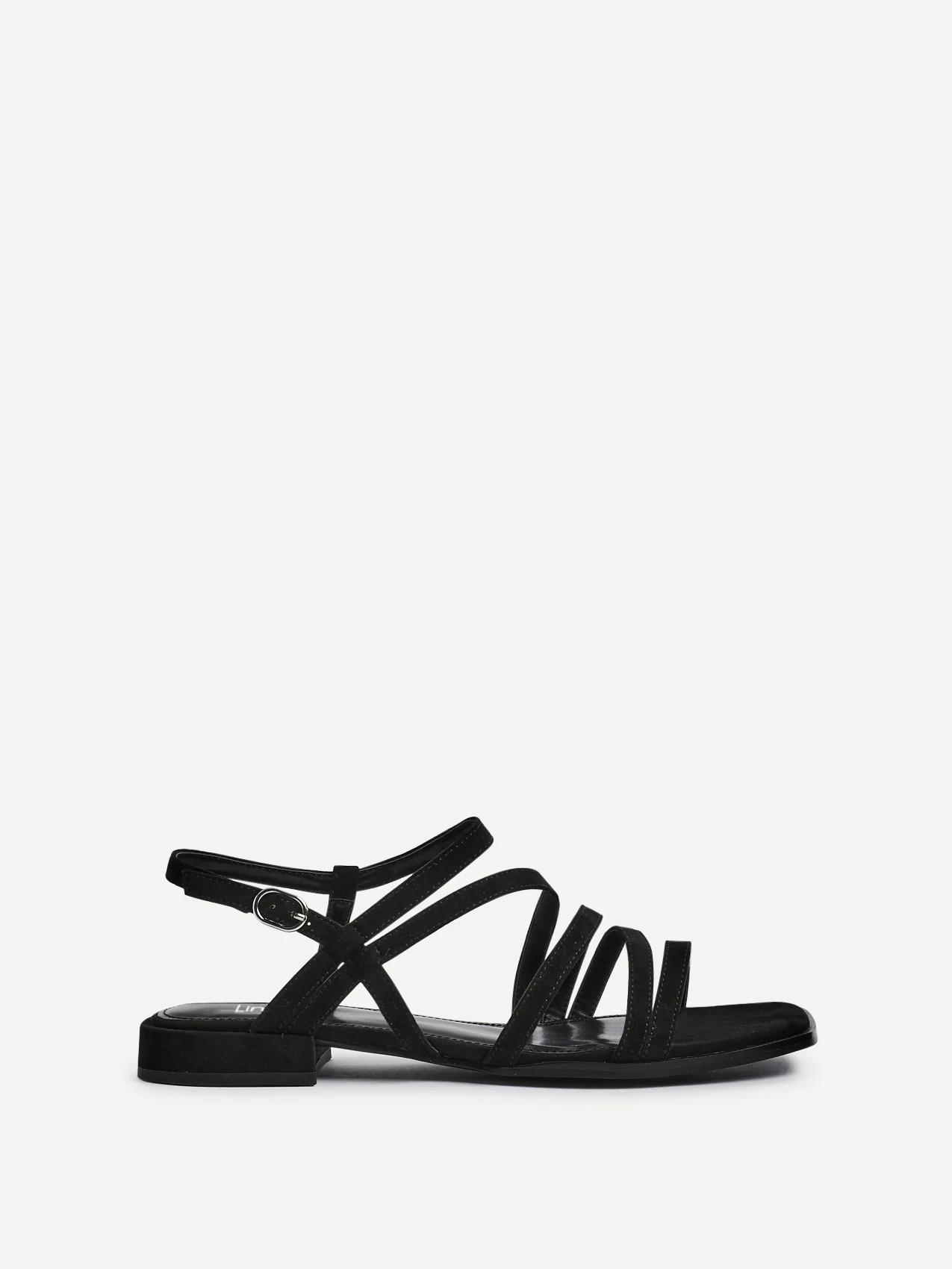 Lucie Black Mini Block Heel Strappy Sandals