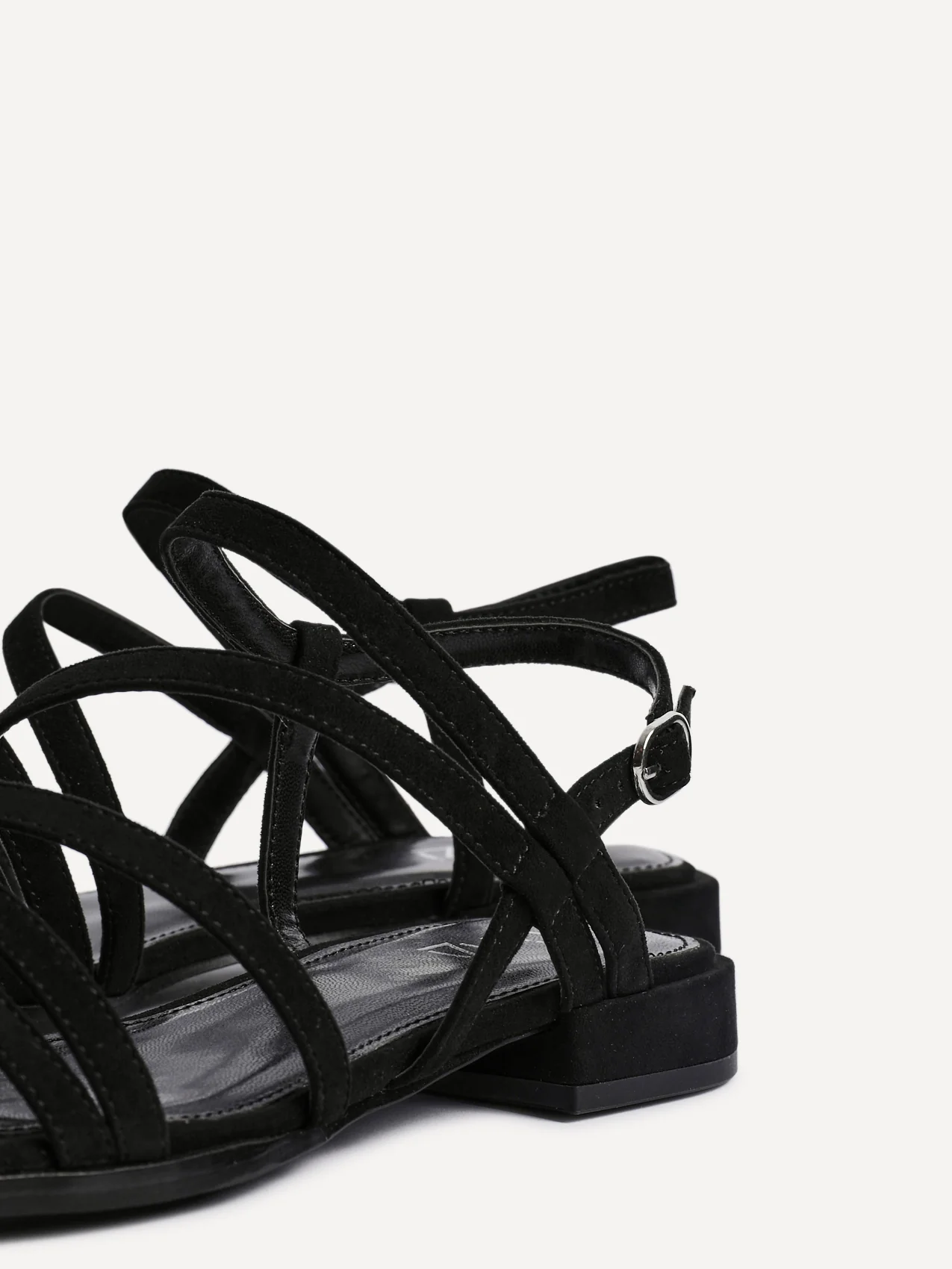 Lucie Black Mini Block Heel Strappy Sandals - Image 3