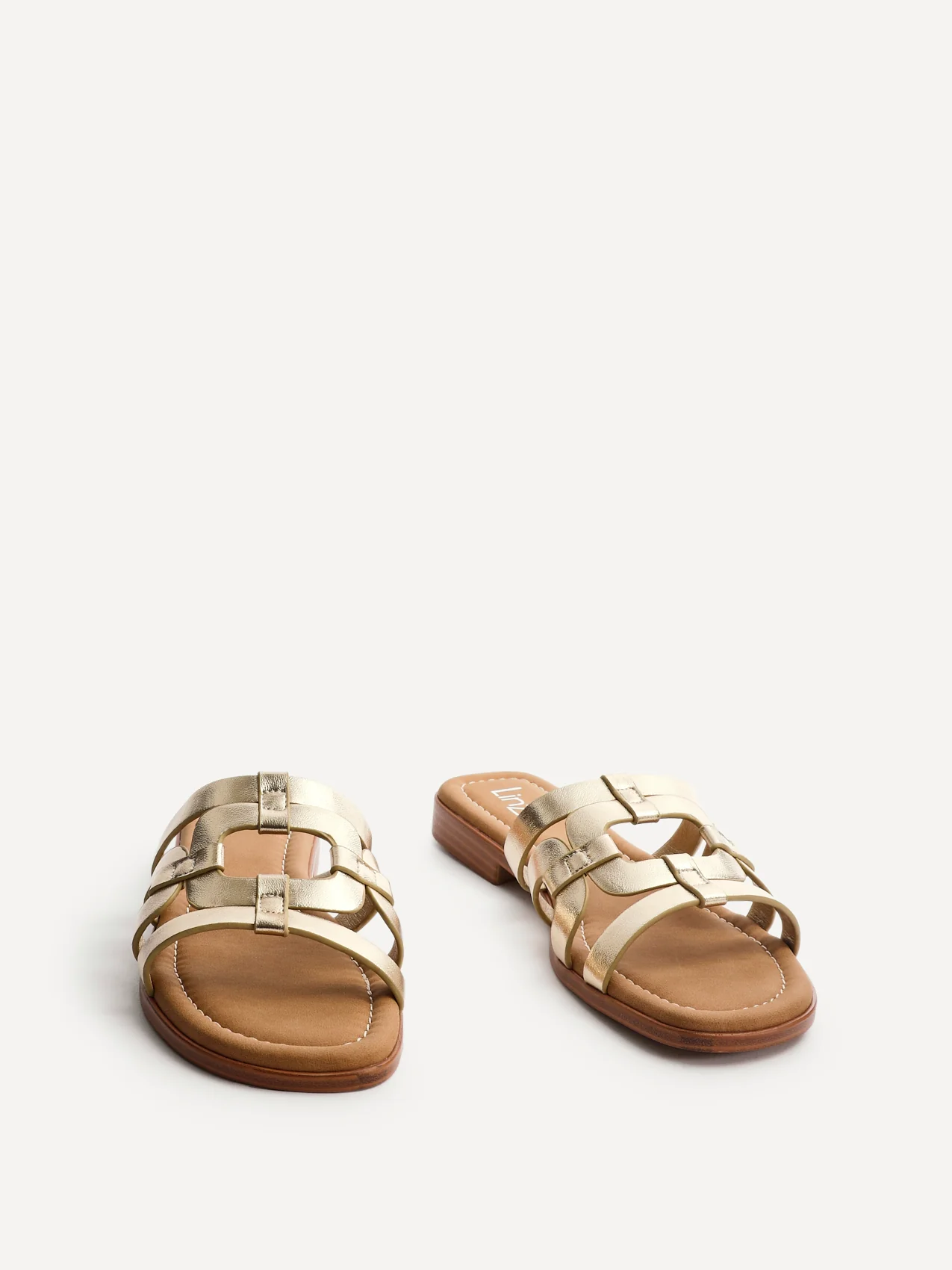 Lupita Gold Linked Flat Slider Sandals - Image 3
