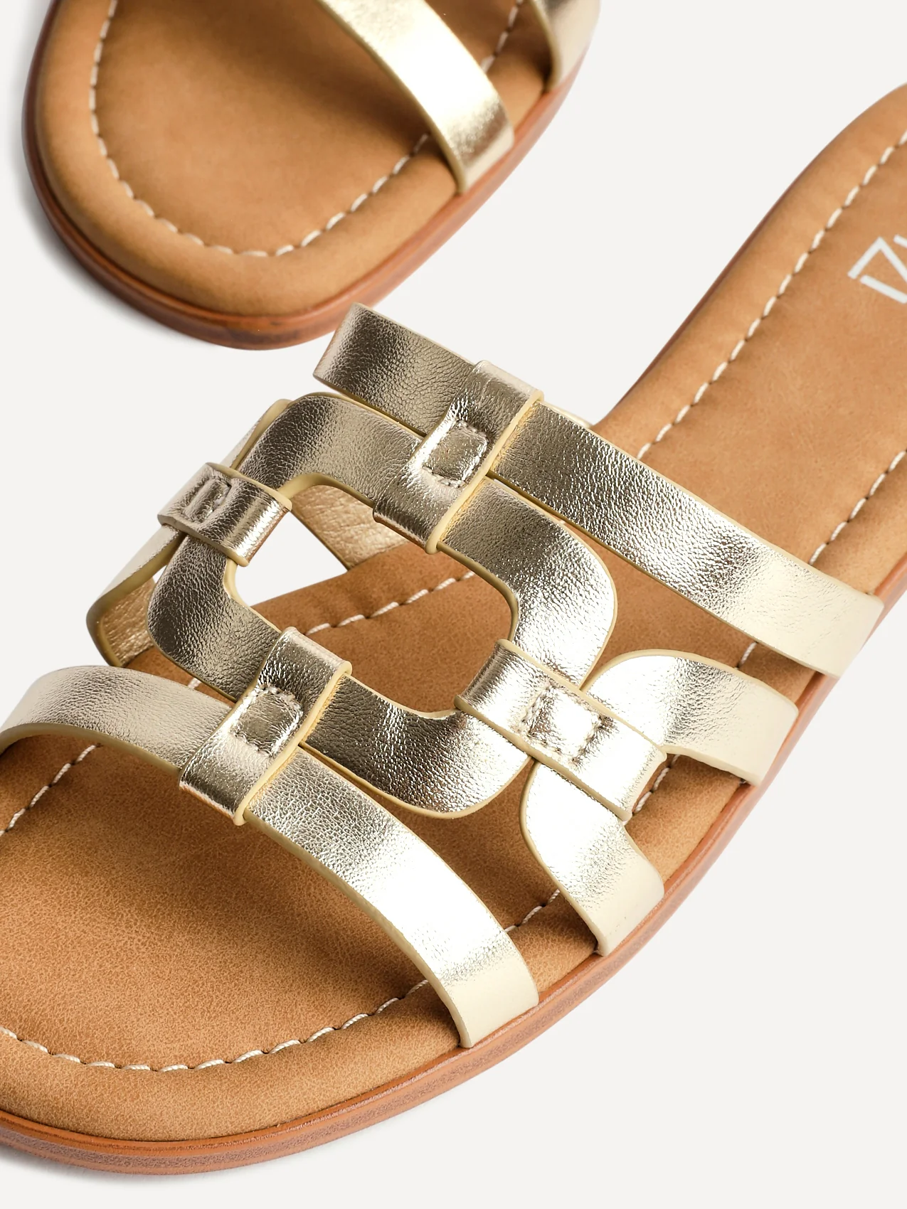 Lupita Gold Linked Flat Slider Sandals - Image 4