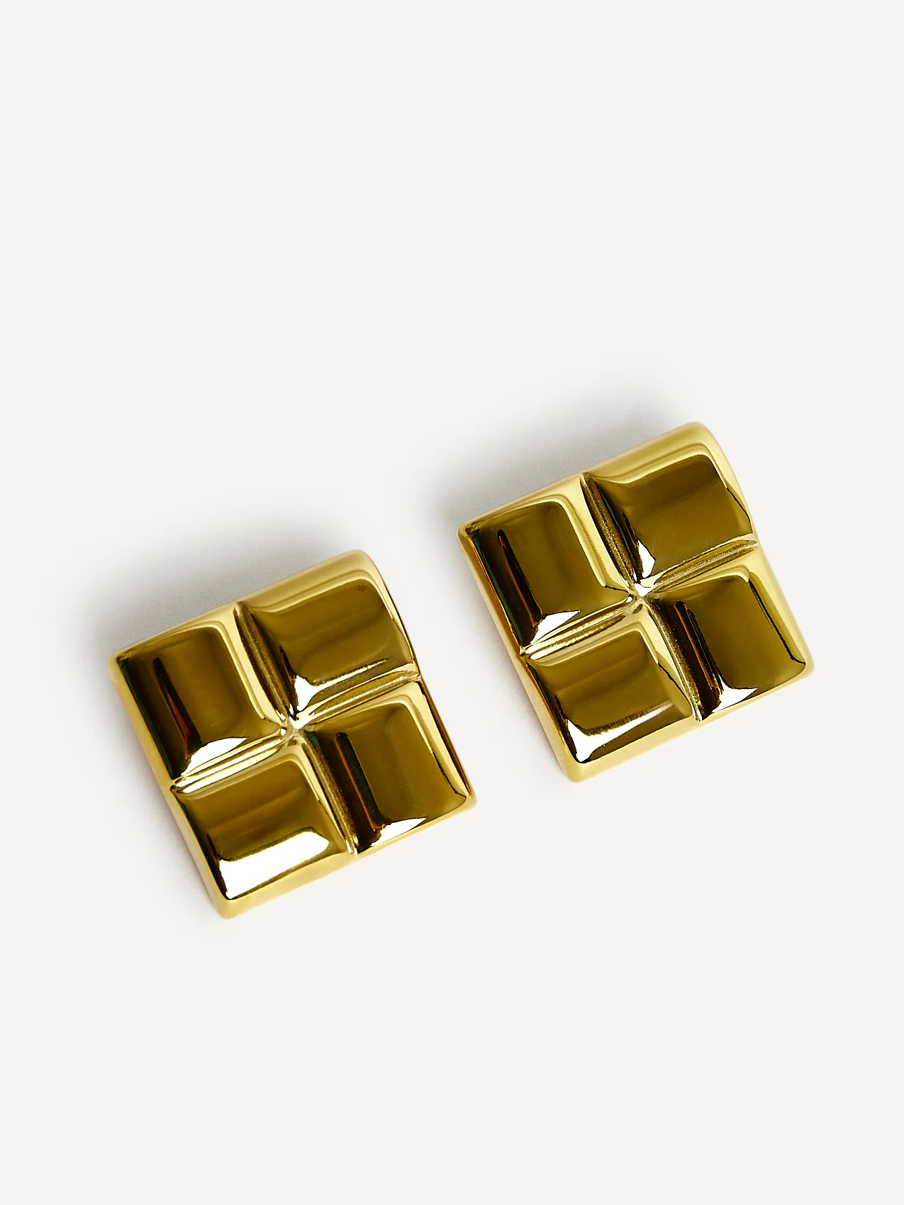 Lustre Gold Square Stud Earrings - Image 4