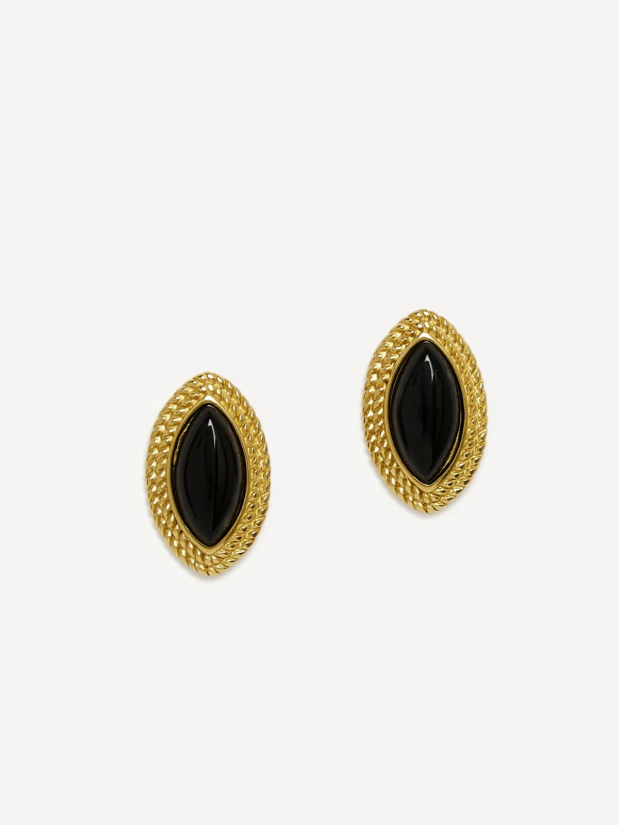 Lyla Black Oval Stud Earrings - Image 2