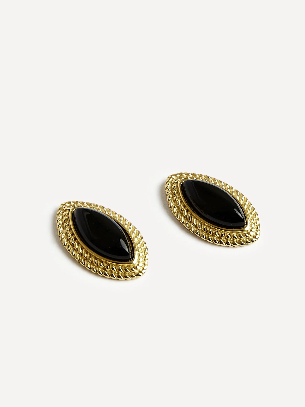 Lyla Black Oval Stud Earrings - Image 3