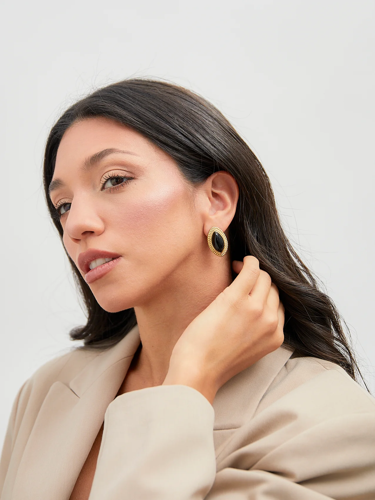 Lyla Black Oval Stud Earrings - Image 6