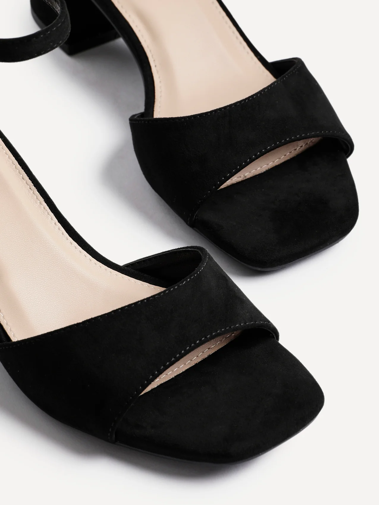 Maddie Black Faux Suede Block Heels - Image 4