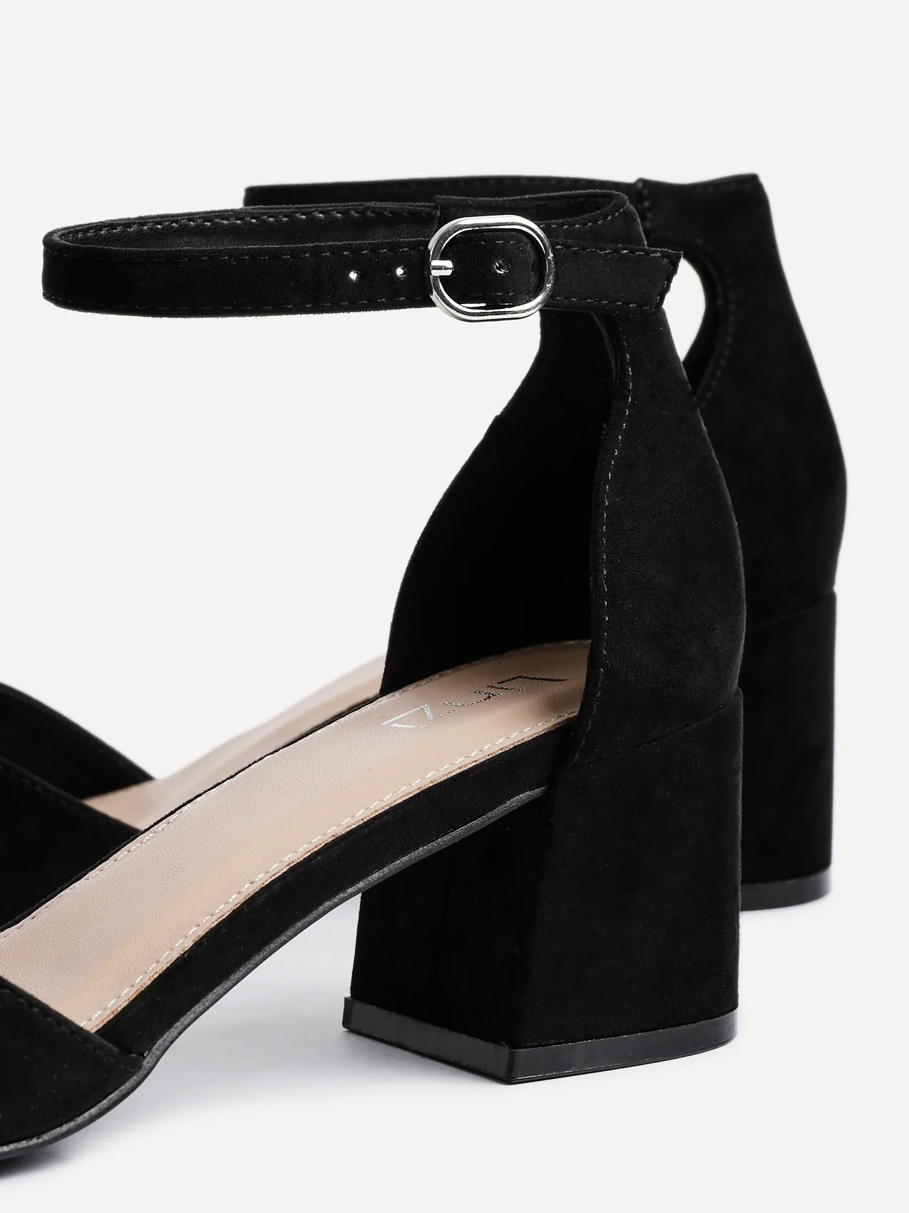 Maddie Black Faux Suede Block Heels - Image 5