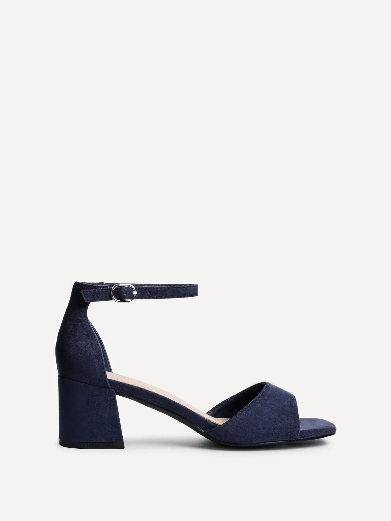 Maddie Navy Faux Suede Block Heels - Image 2