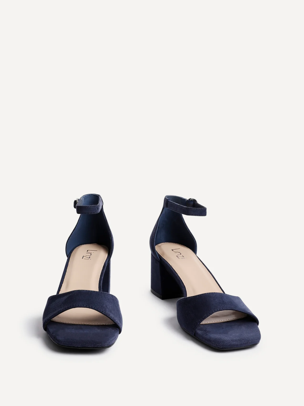 Maddie Navy Faux Suede Block Heels - Image 3
