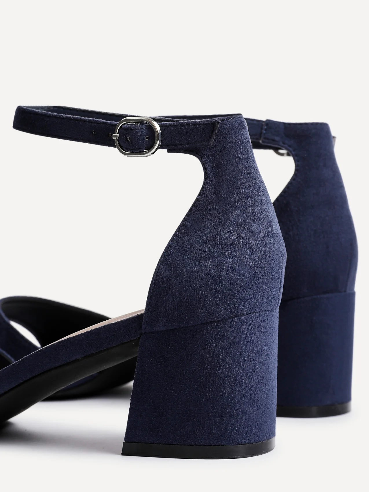 Maddie Navy Faux Suede Block Heels - Image 5