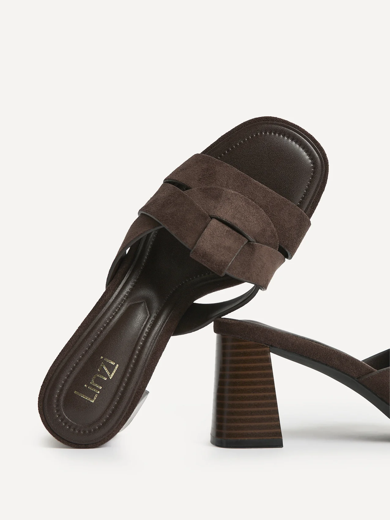 Madrid Brown Faux Suede Mule Heels - Image 5
