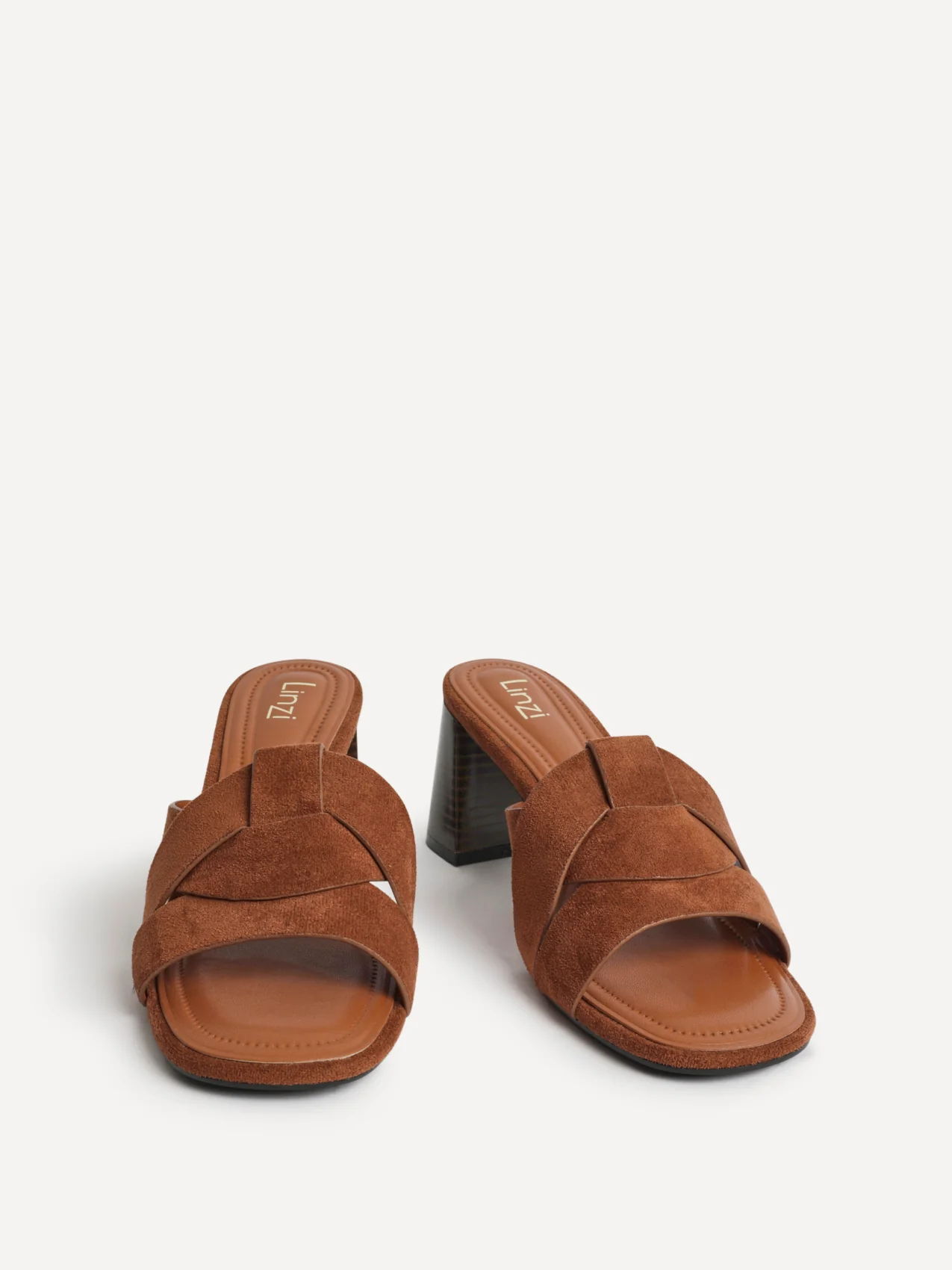 Madrid Tan Faux Suede Mule Heels - Image 3