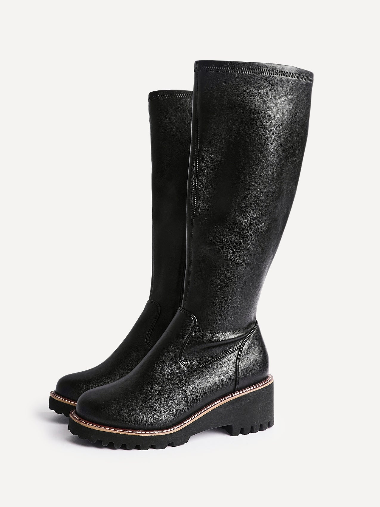 Maintain Wide Fit Black Faux Leather Long Boots - Image 5