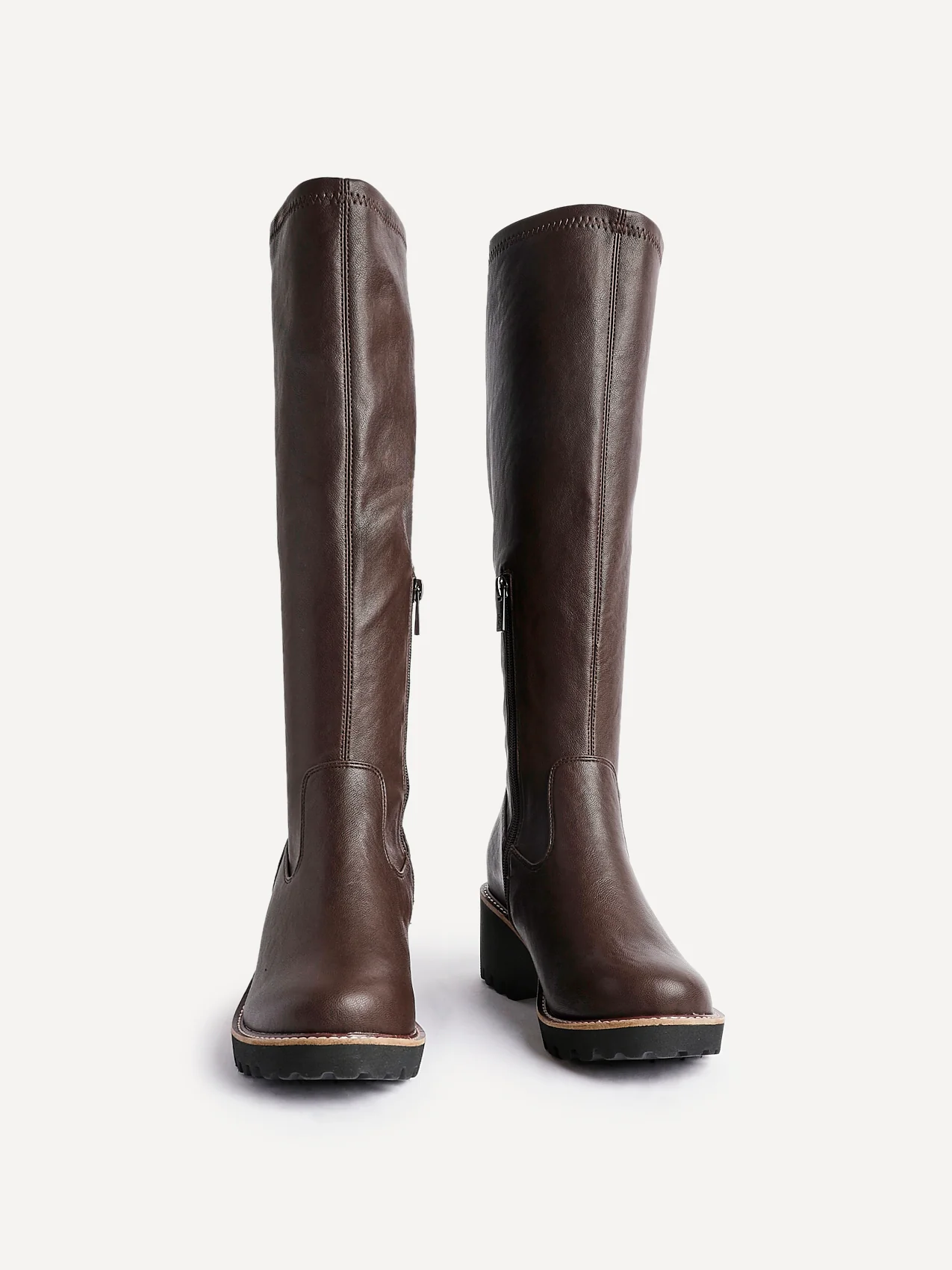 Maintain Wide Fit Brown Faux Leather Long Boots - Image 5