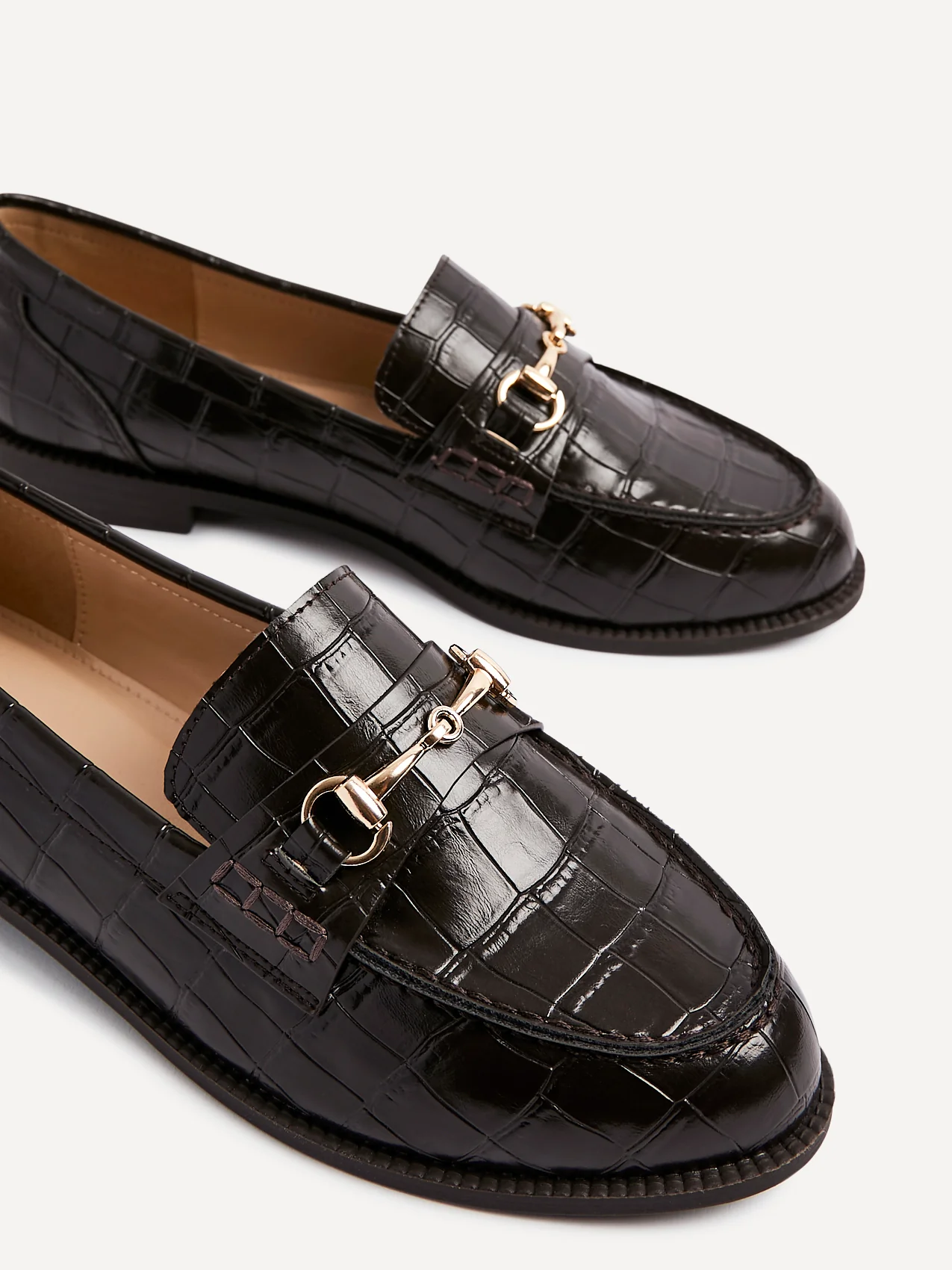 Maison Brown Faux Croc Patent Leather Loafers - Image 4