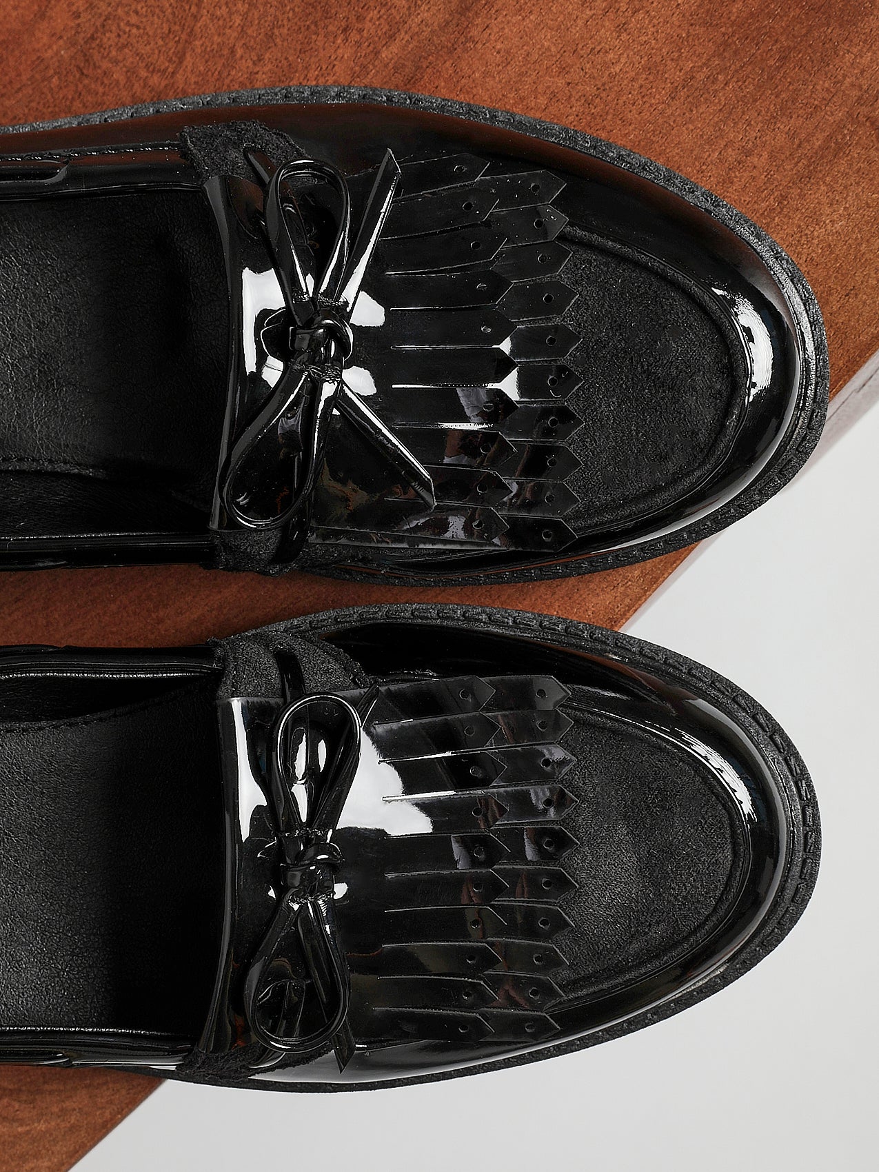 Mallo Black Faux Suede & Leather Loafers - Image 5