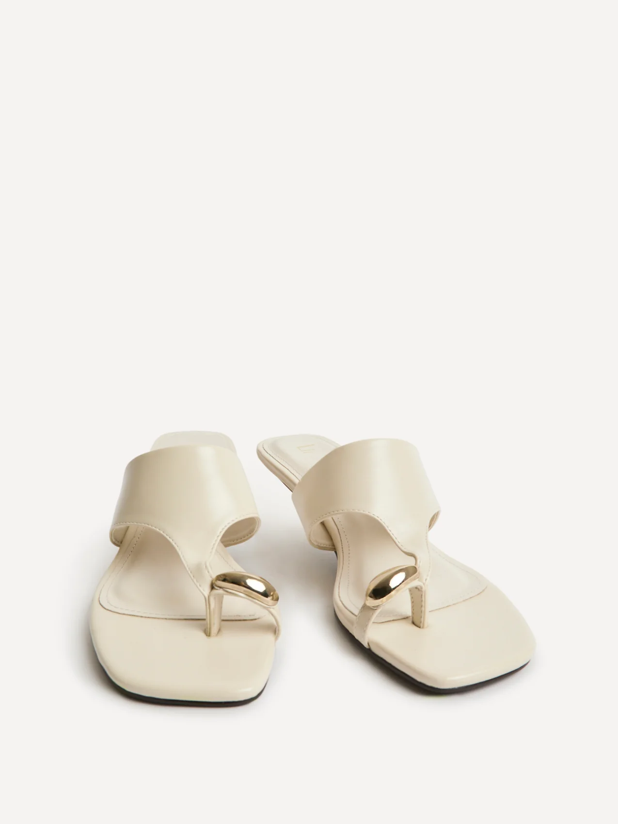 Manhattan Ivory Faux Leather Mule Heels - Image 3