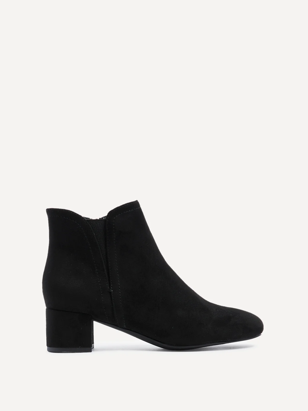 Manor Black Faux Suede Heeled Ankle Boots - Image 2