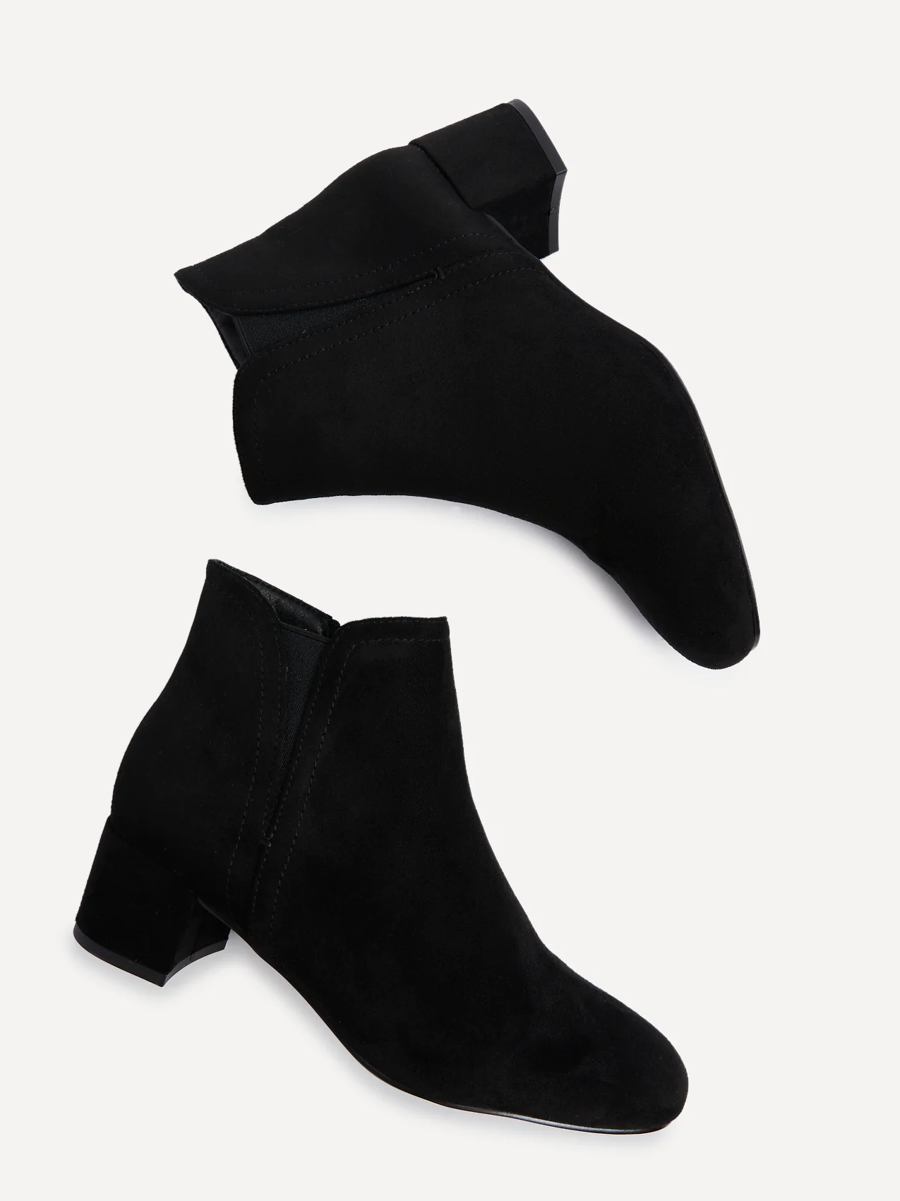 Manor Black Faux Suede Heeled Ankle Boots - Image 4