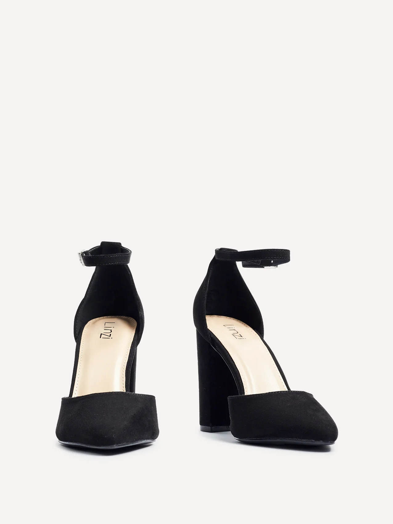 Mara Black Faux Suede Court Heels - Image 2