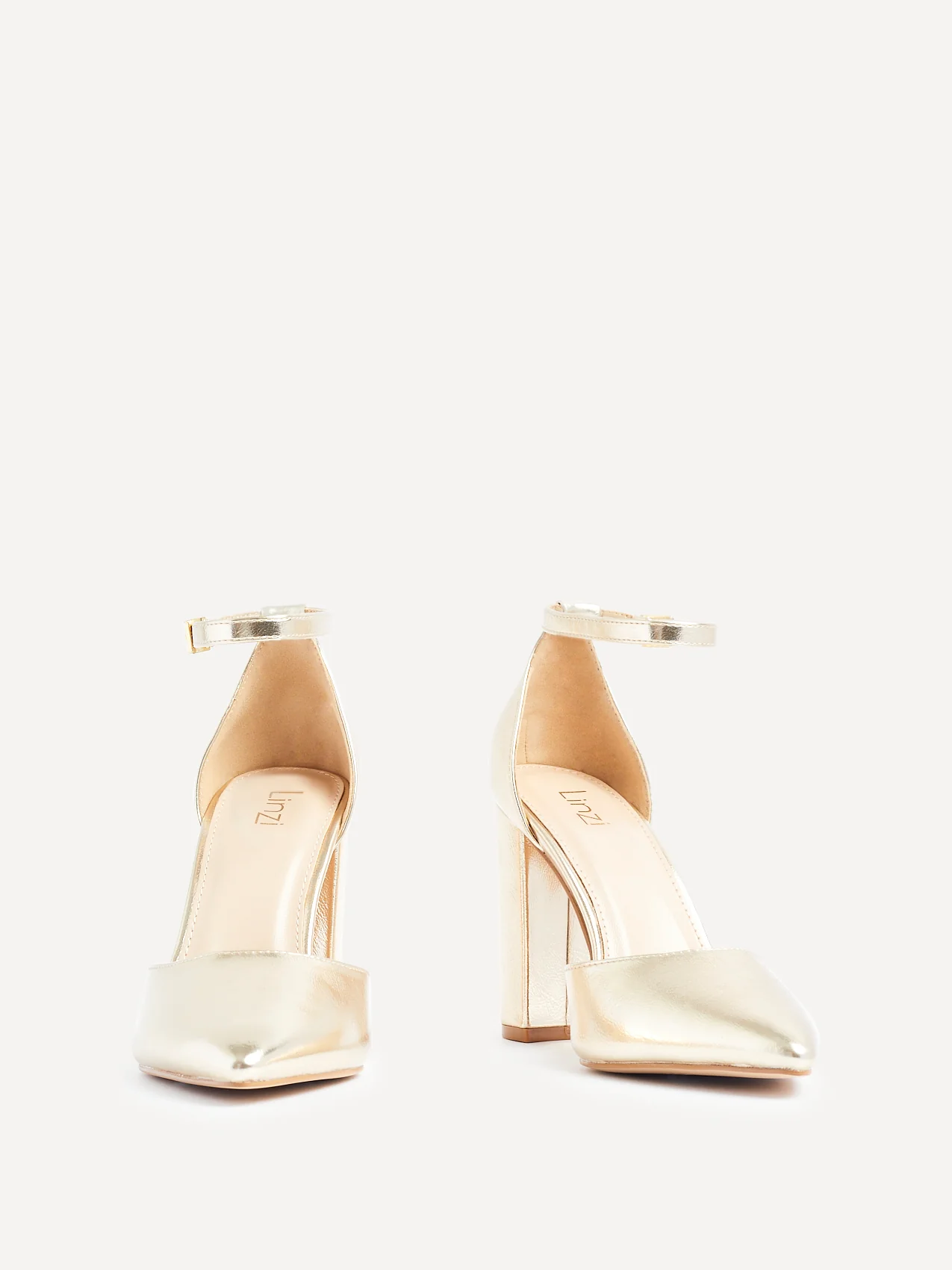 Mara Gold Faux Leather Court Heels - Image 3
