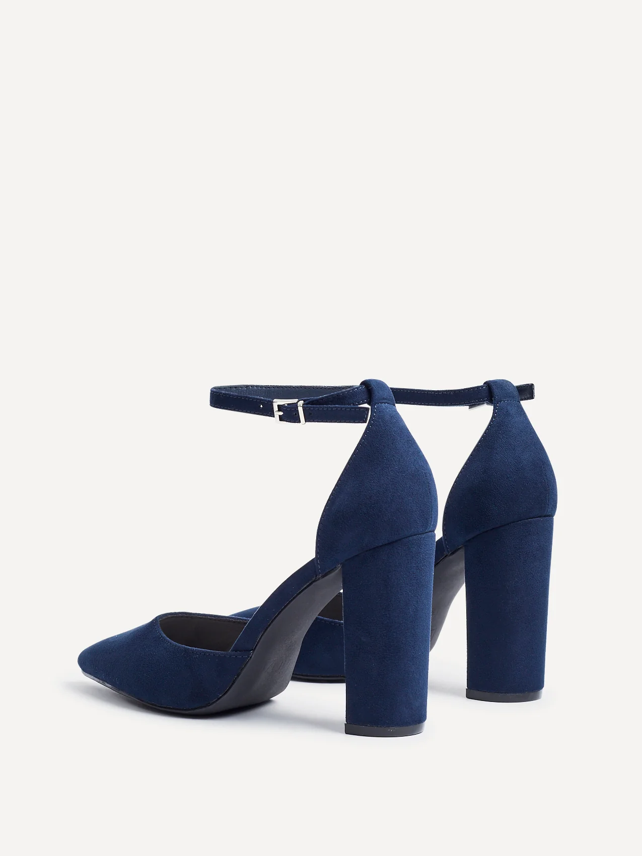 Mara Navy Faux Suede Block Court Heels - Image 5