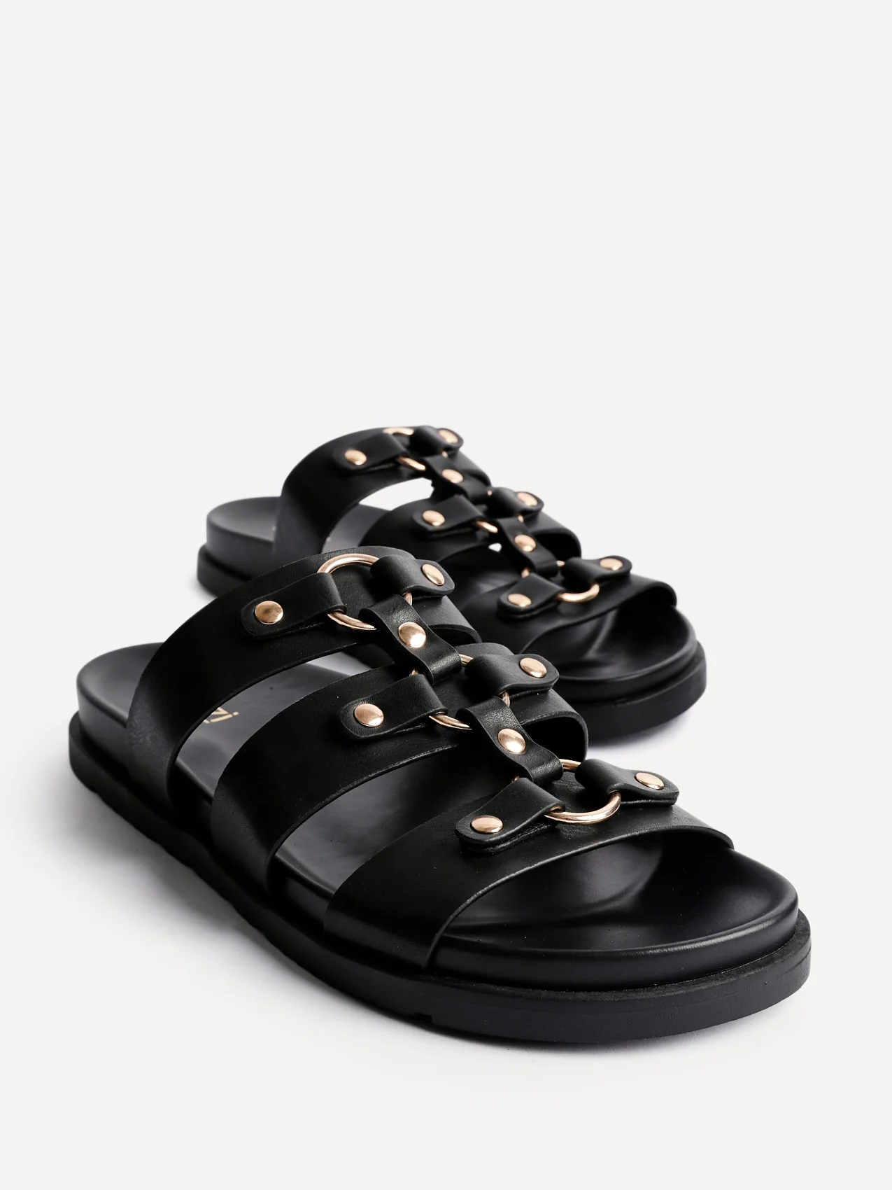 Marcia Black Studded Gladiator Slip-On Sandals - Image 4