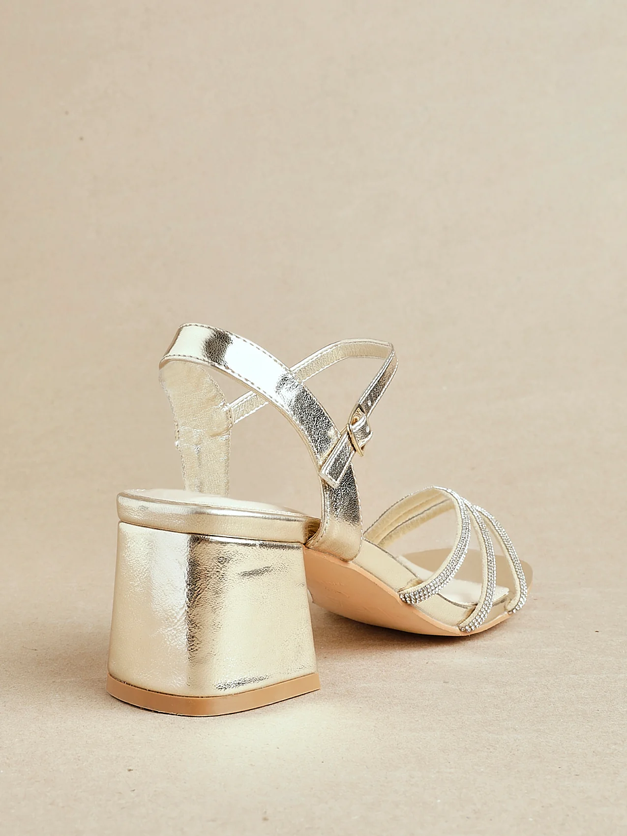 Mariah Wide Fit Gold Diamante Heels - Image 6