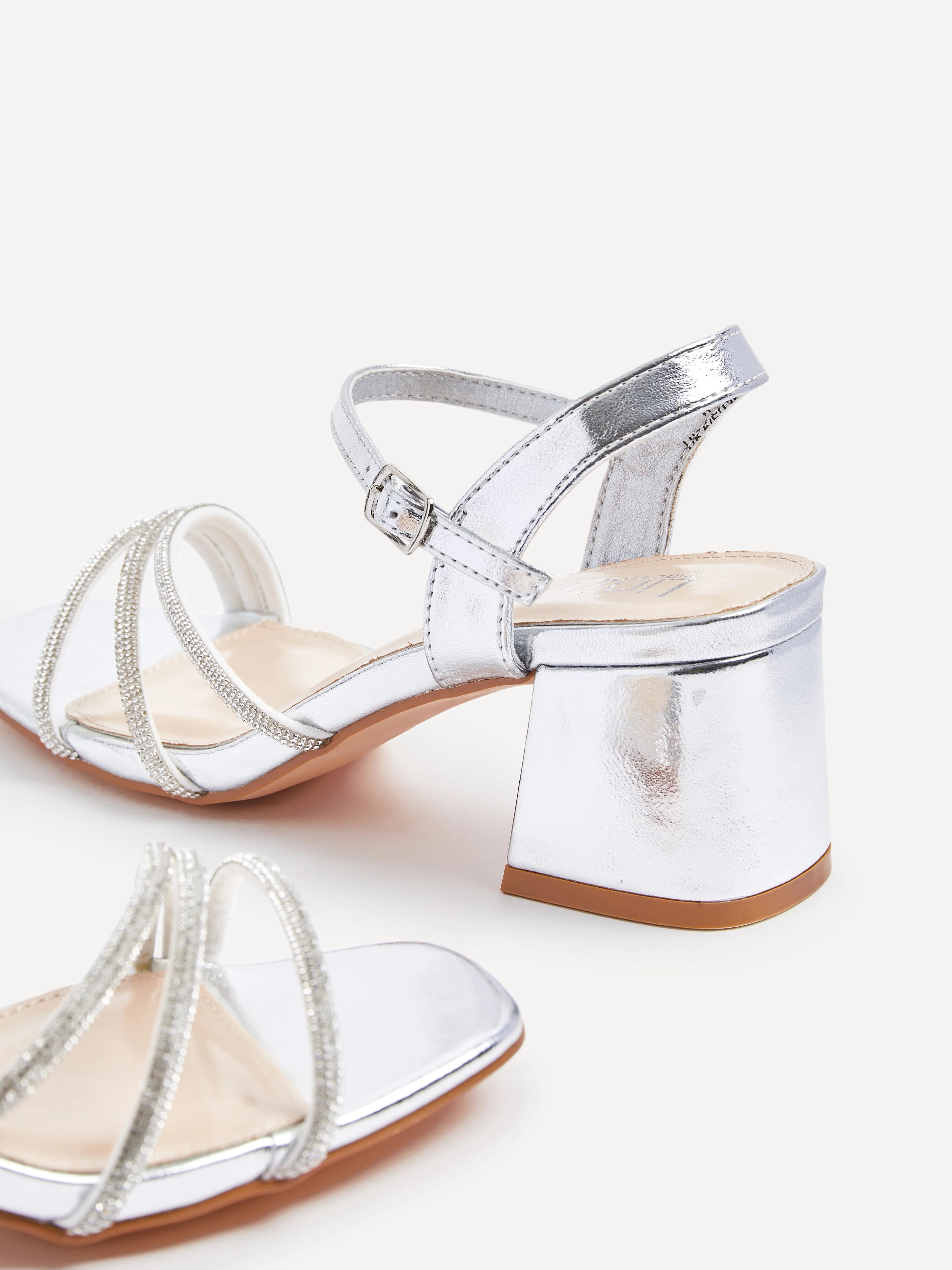 Mariah Wide Fit Silver Diamante Heels - Image 4