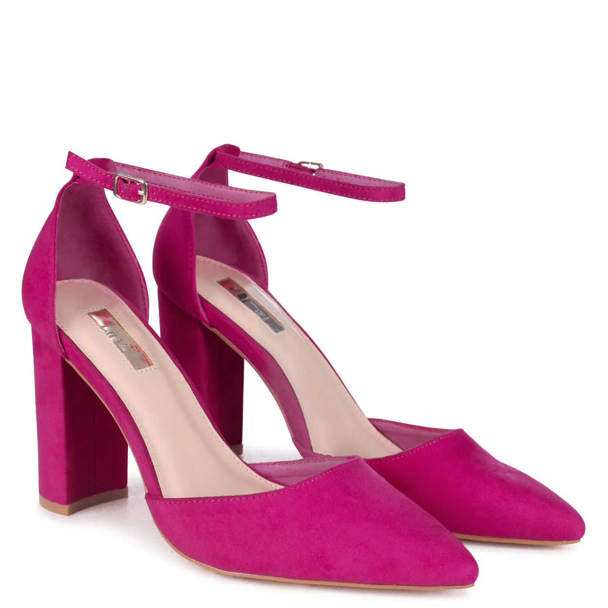 Marlie Pink Faux Suede Court Heels - Image 4