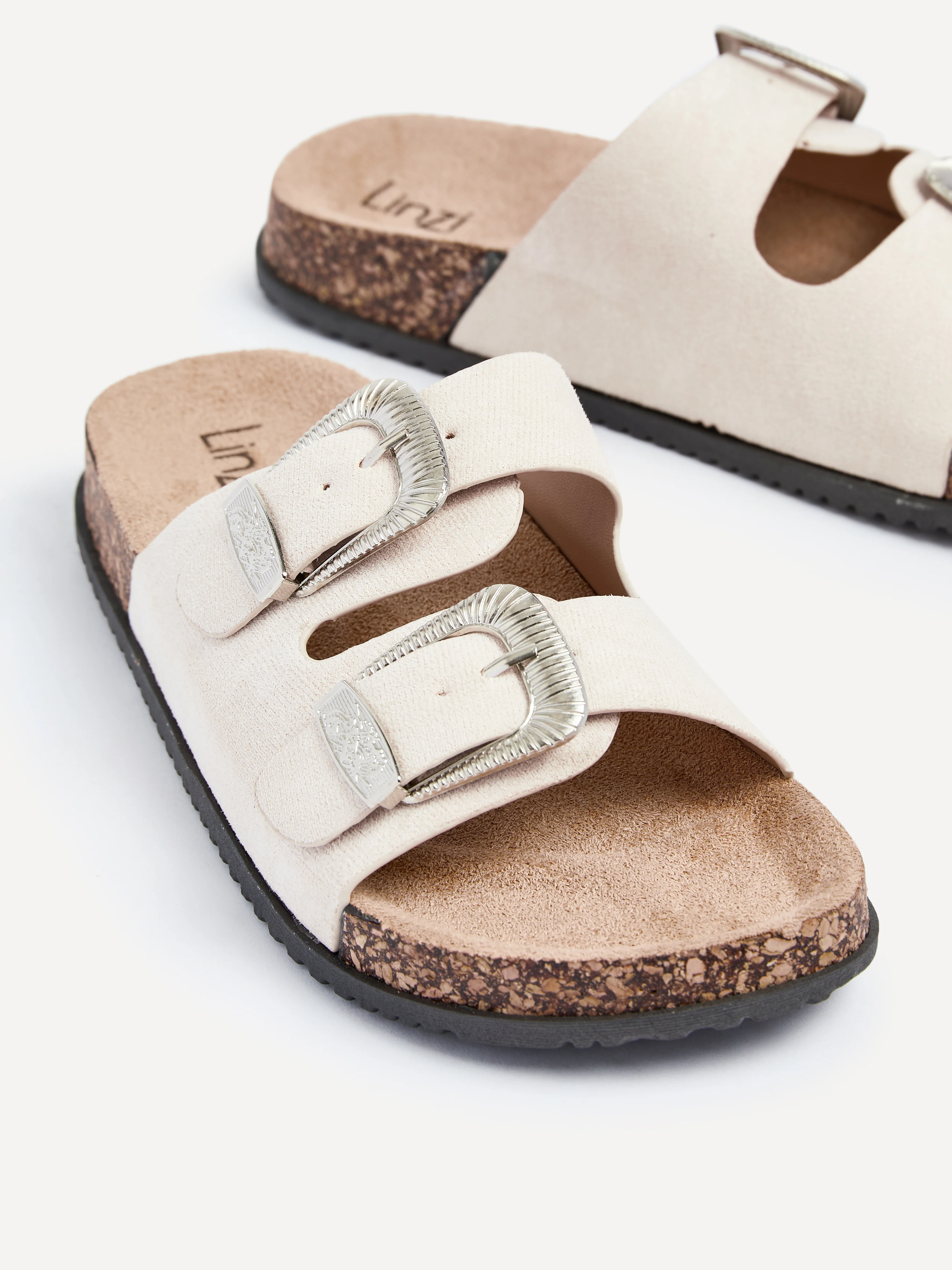 Marlow Beige Western Buckle Sandals - Image 4