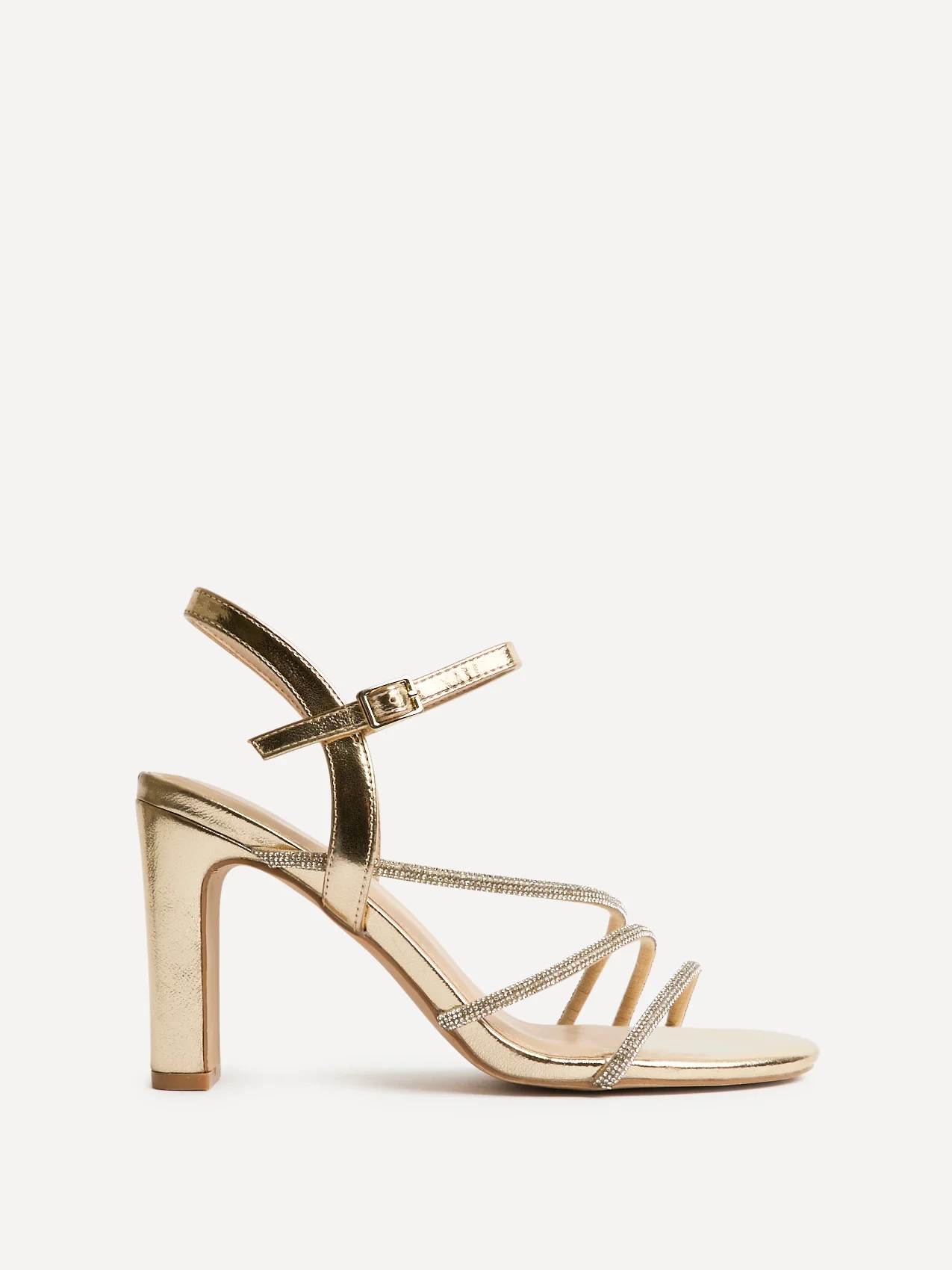 Matilda Gold Diamante Block Heels - Image 2