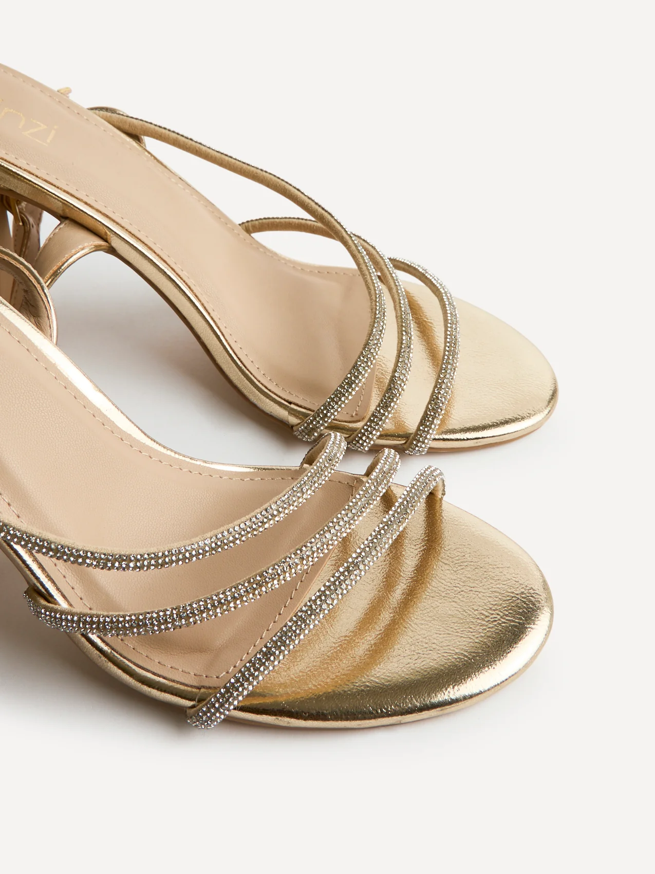 Matilda Gold Diamante Block Heels - Image 5