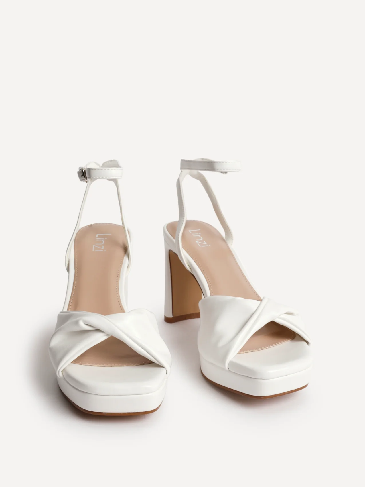 Mavie White Platform Heeled Sandals - Image 3