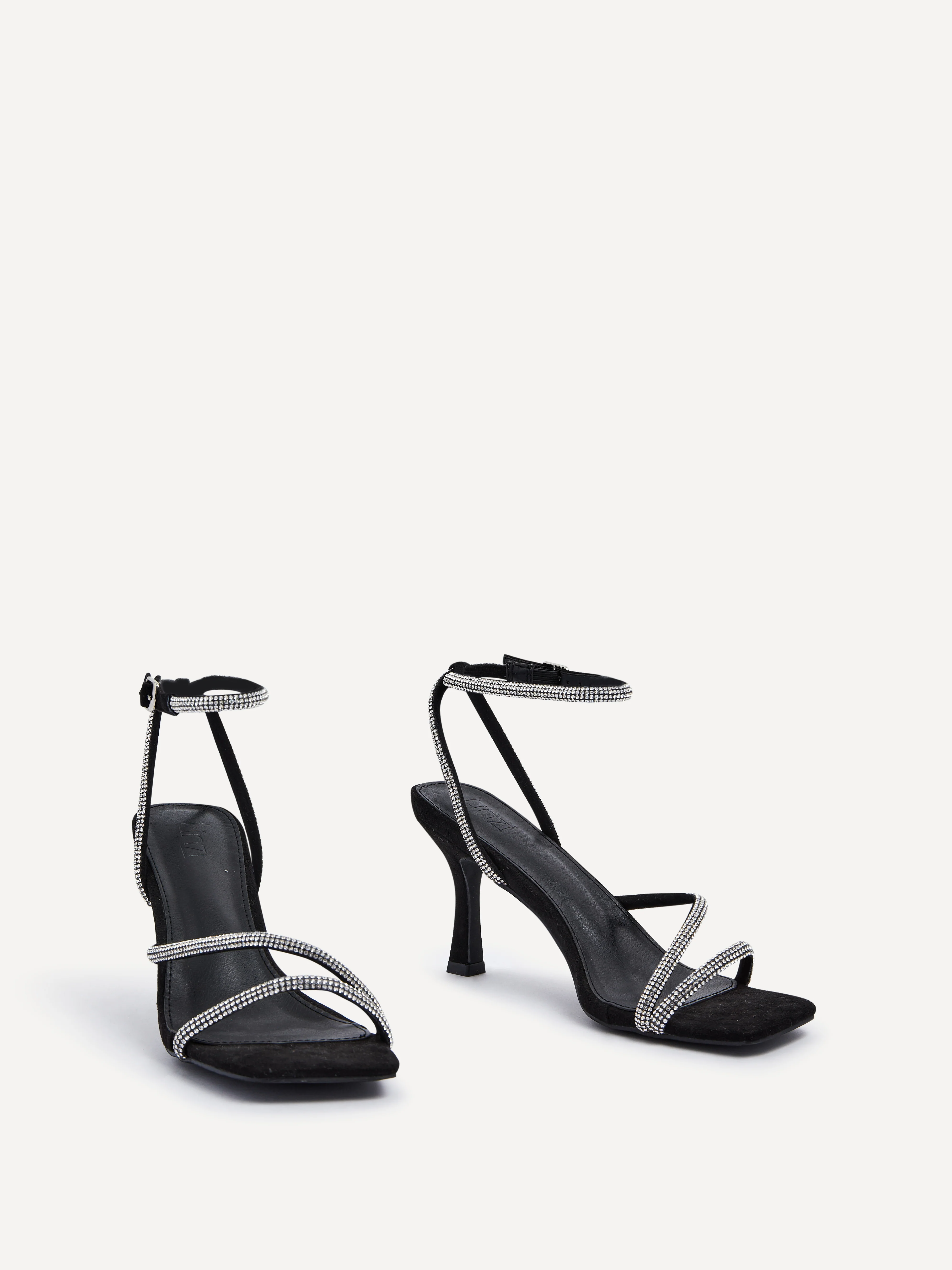 Mayfair Black Diamante Heeled Sandals - Image 3