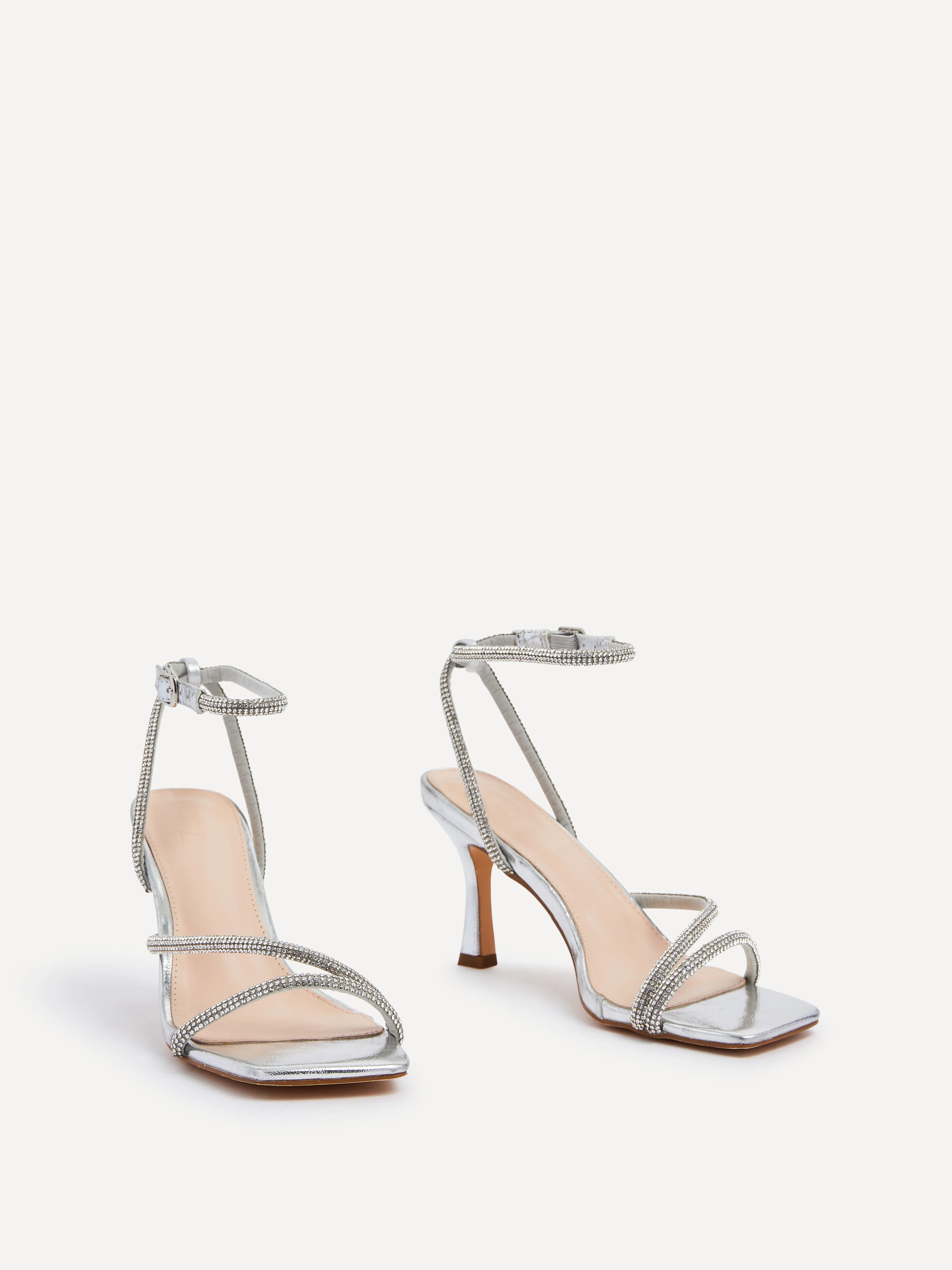 Mayfair Silver Diamante Heeled Sandals - Image 3