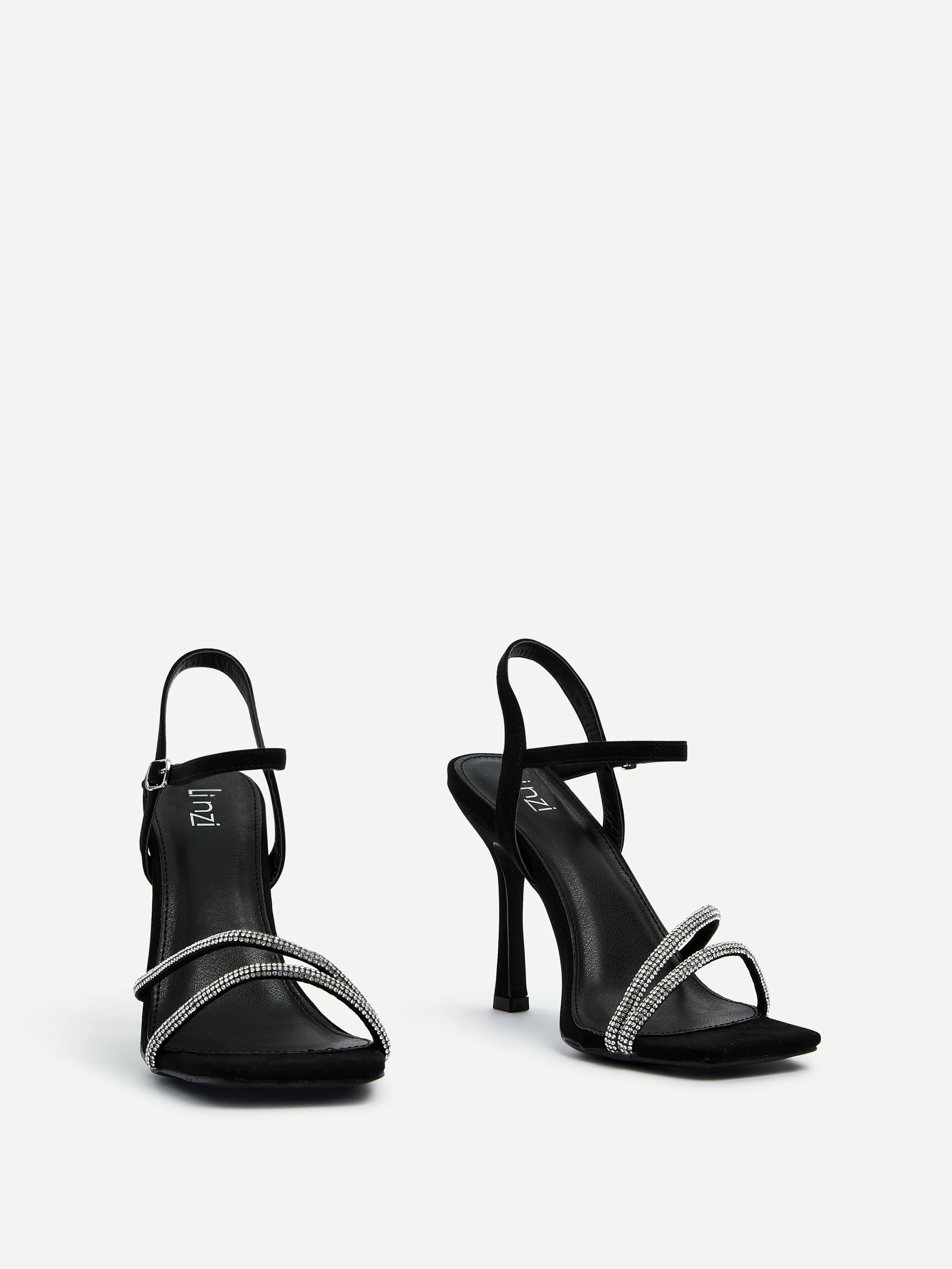 Mesmerize Black Diamante Heeled Sandals - Image 3