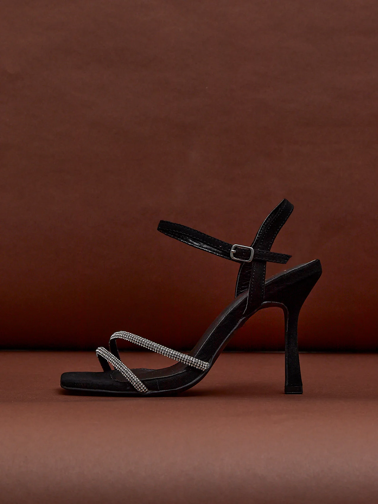 Mesmerize Black Diamante Heeled Sandals - Image 6
