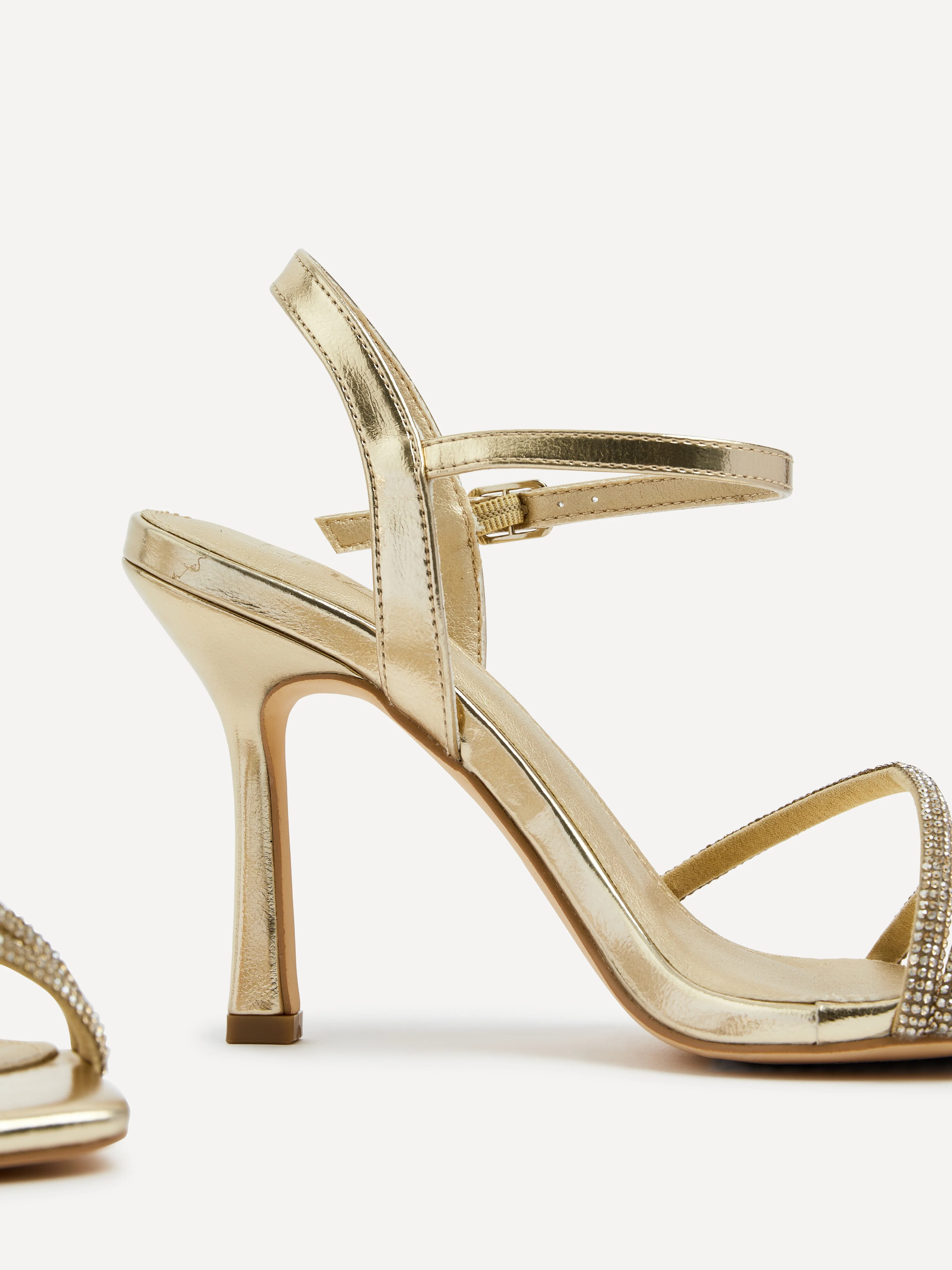 Mesmerize Gold Diamante Heeled Sandals - Image 5