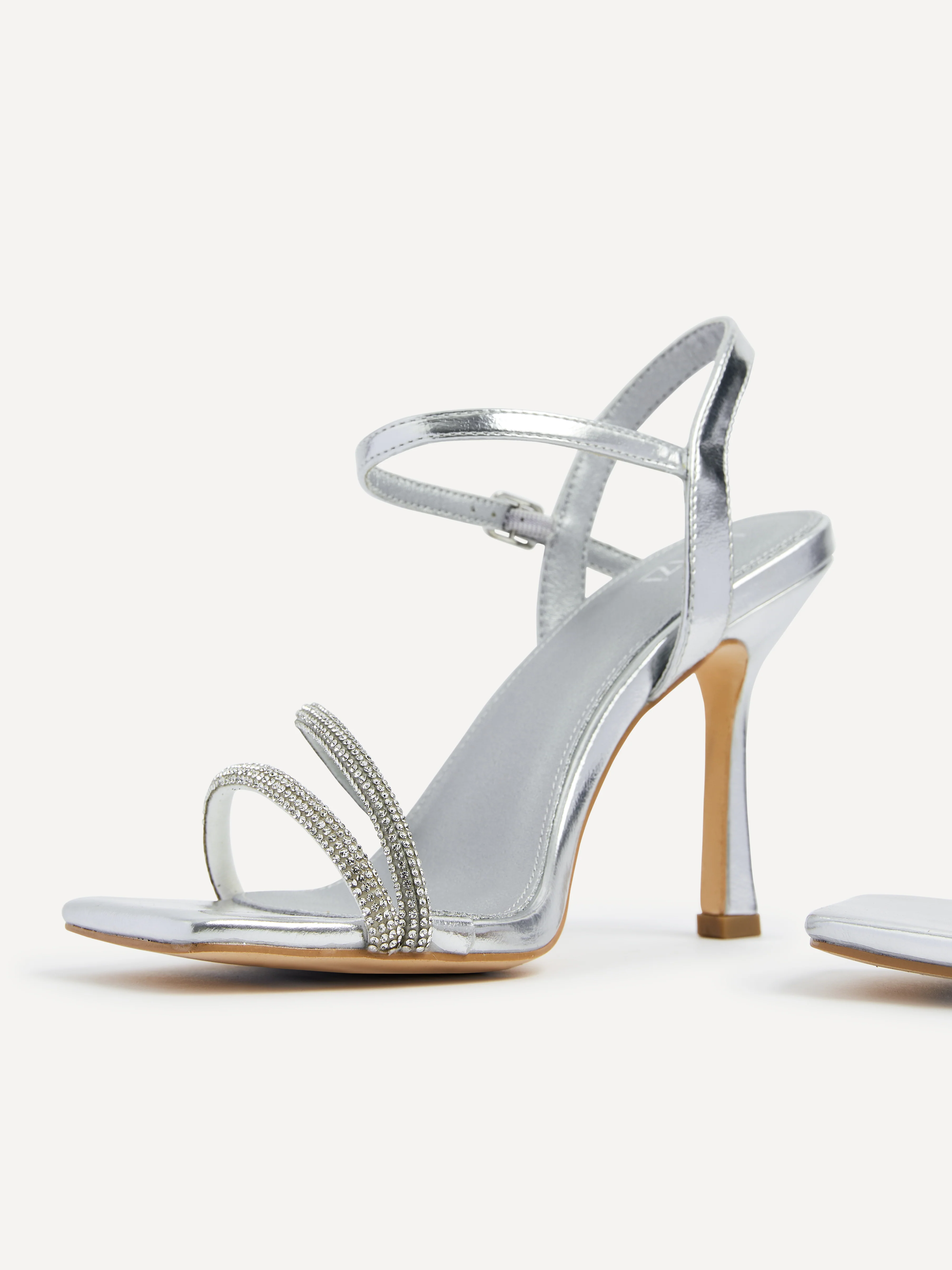 Mesmerize Silver Diamante Heeled Sandals - Image 4