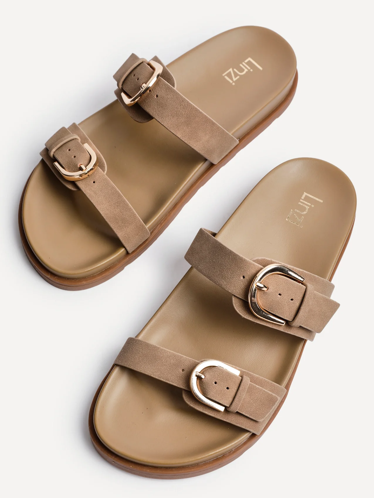 Miko Taupe Double Buckle Sandals - Image 4