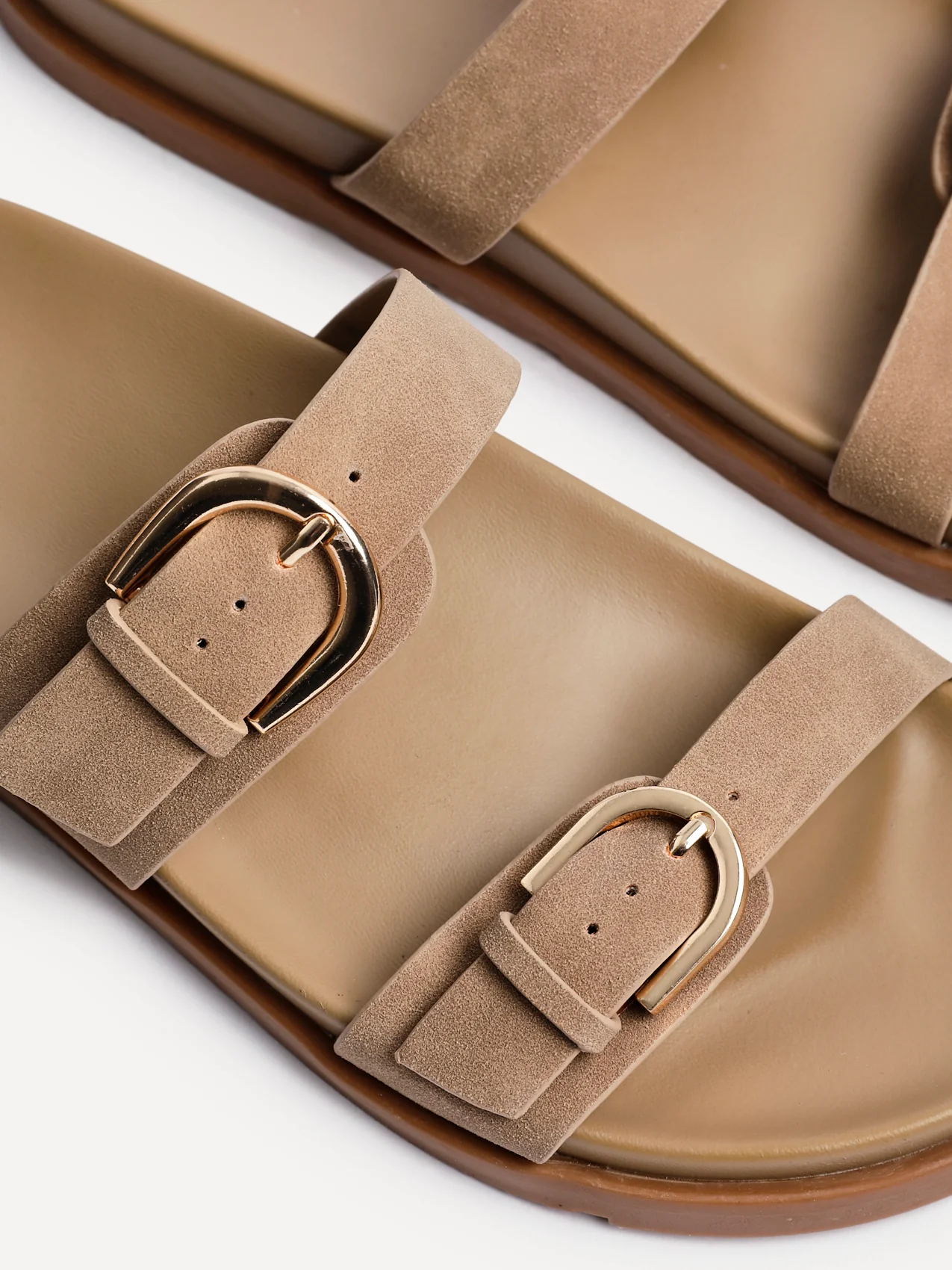 Miko Taupe Double Buckle Sandals - Image 5